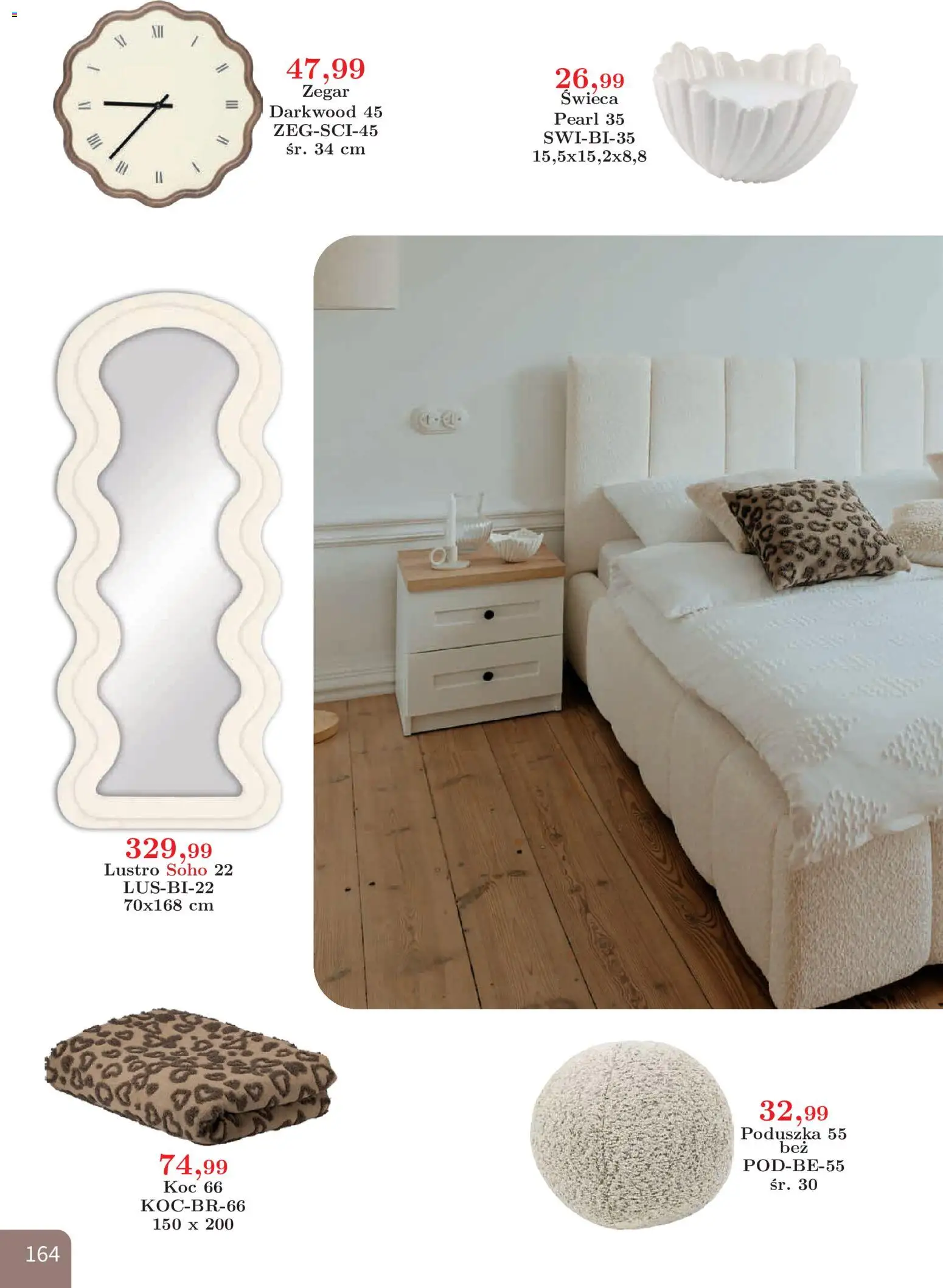 Bodzio Katalog od 01.08.2026 | Strona: 164 | Produkty: Zegar, Poduszka, Koc, Lustro