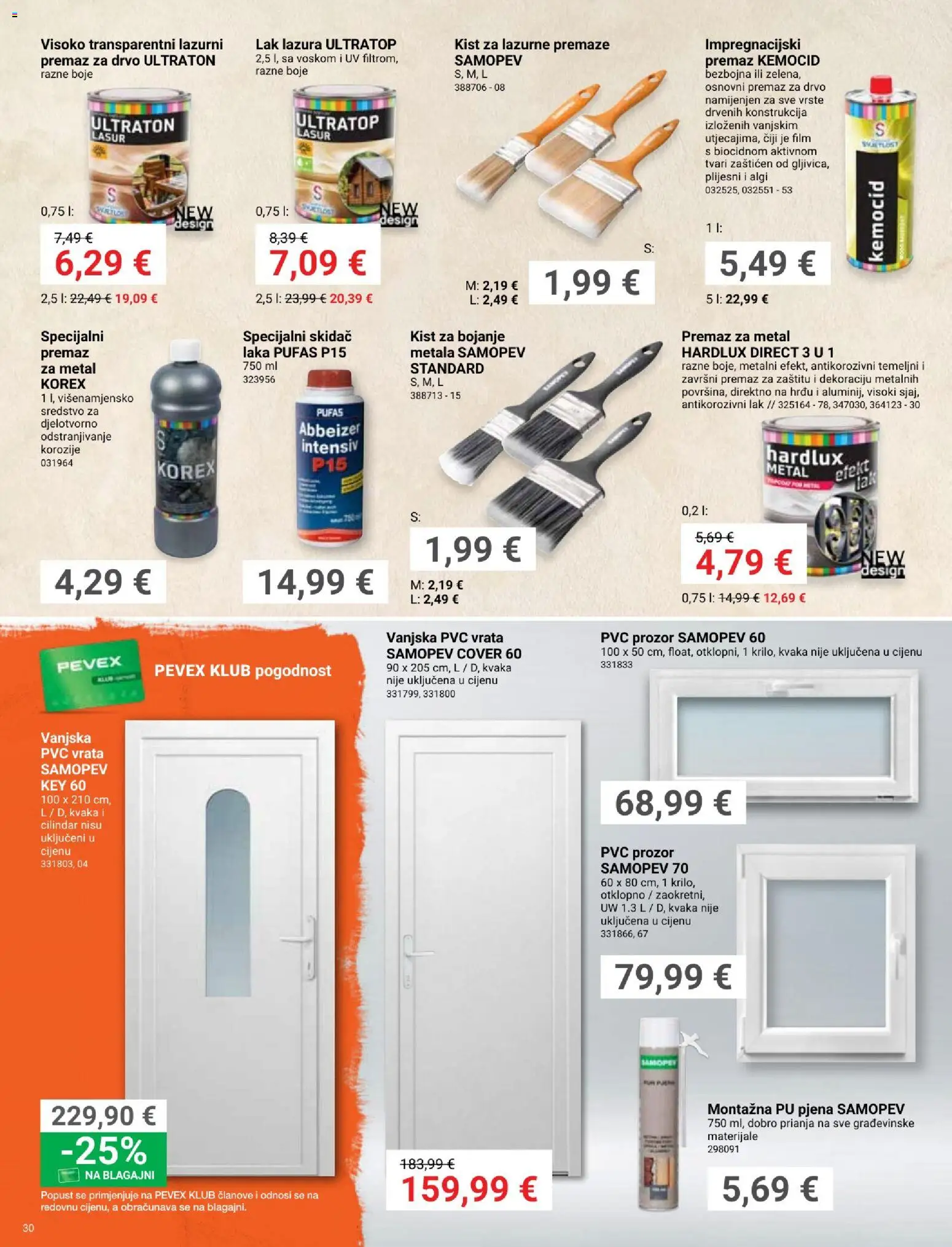 Pevex katalog | vrijedi od 03.04.2026 | Stranica: 30 | Proizvodi: Kist, Vrata, Pvc prozor, Kvaka