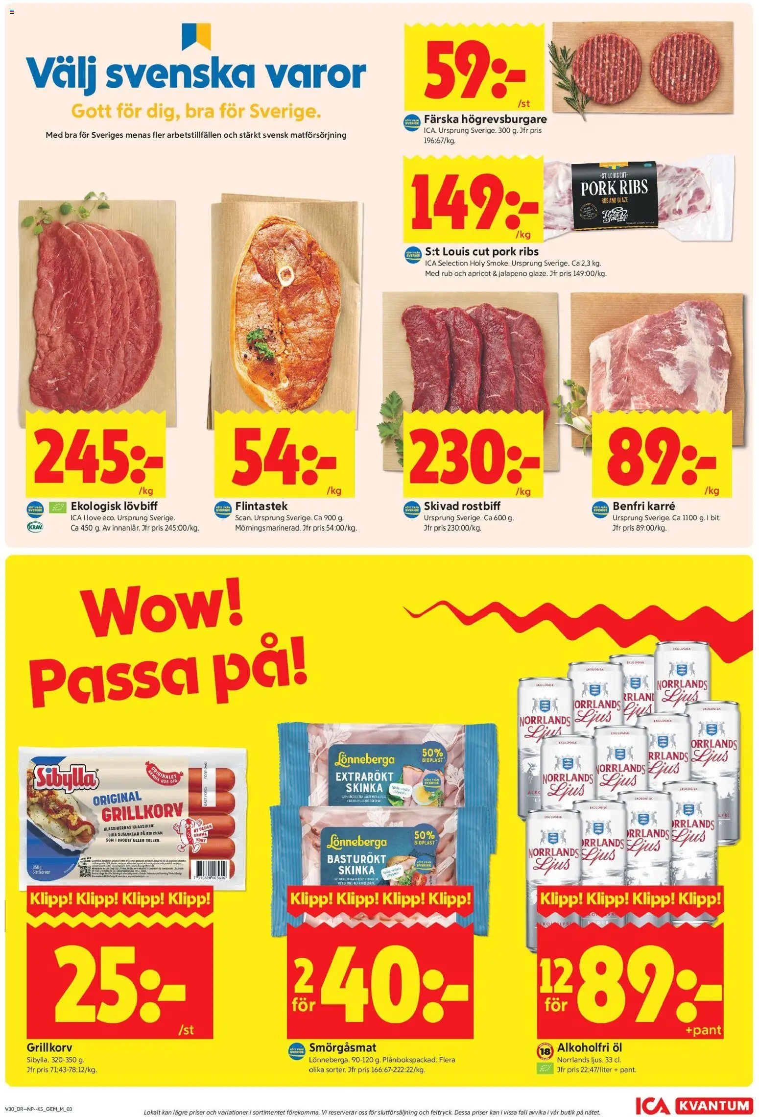 ICA Kvantum reklamblad aktuell från 20/07/2026 | Sida: 3 | Produkter: Grillkorv, Skinka, Öl, Ljus