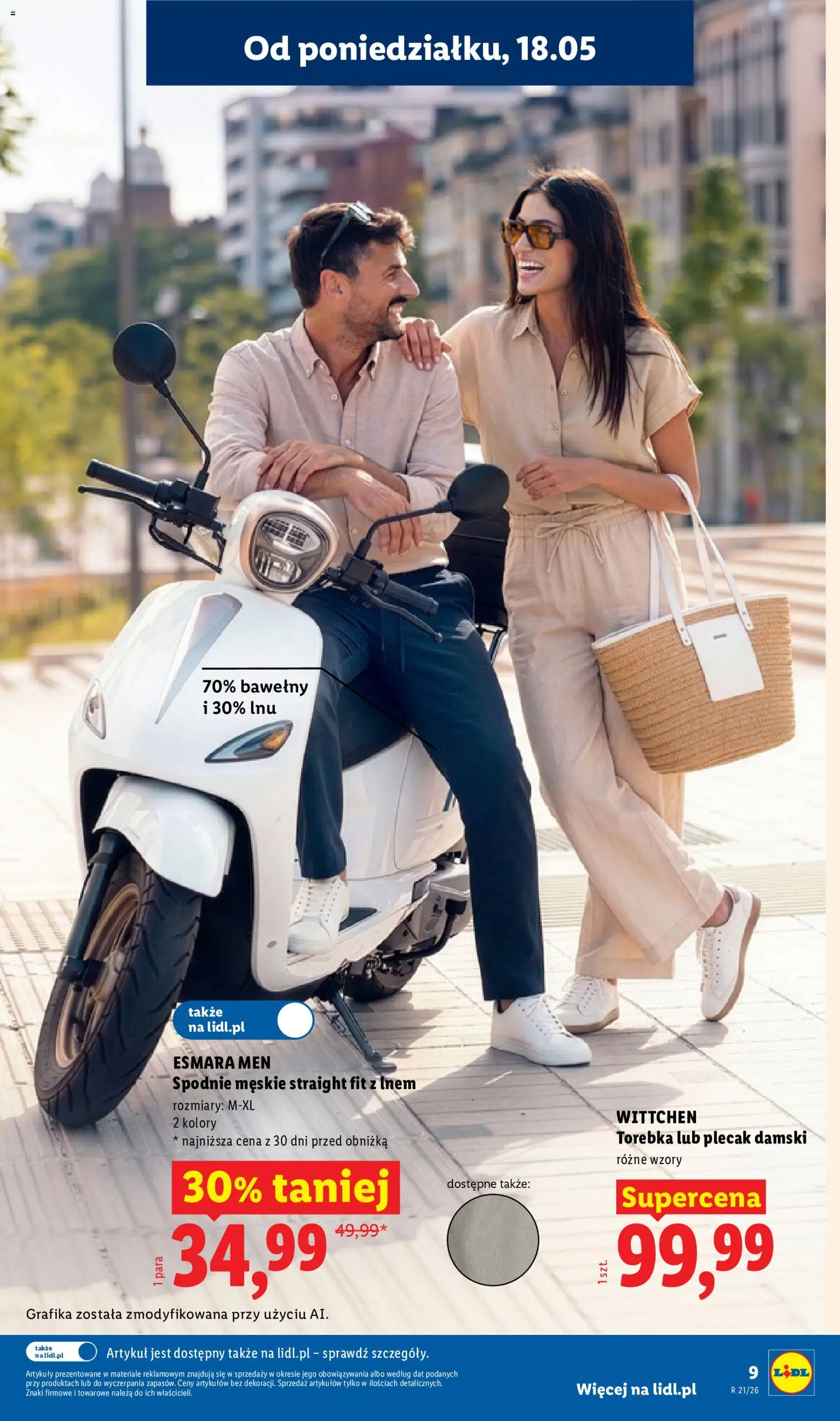 Lidl Katalog od 18.05.2026 | Strona: 9 | Produkty: Spodnie, Torebka, Plecak