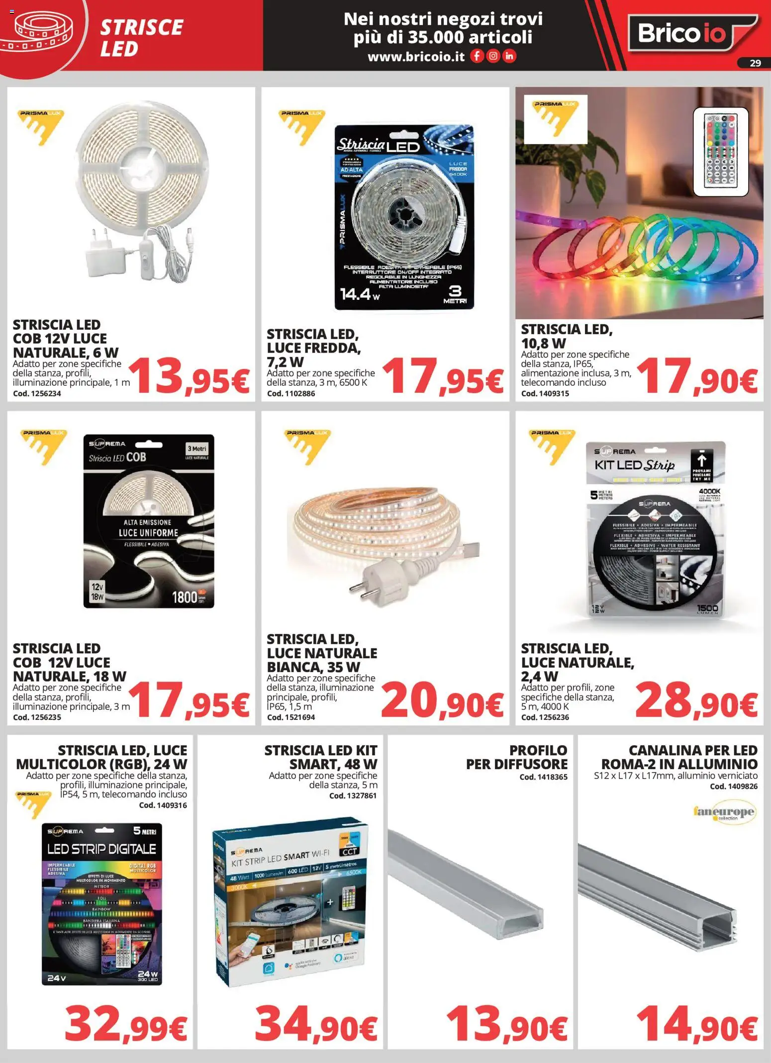 Volantino Brico io del 01/10/2026 | Pagina: 29 | Prodotti: Strisce, Telecomando, Alluminio, Illuminazione
