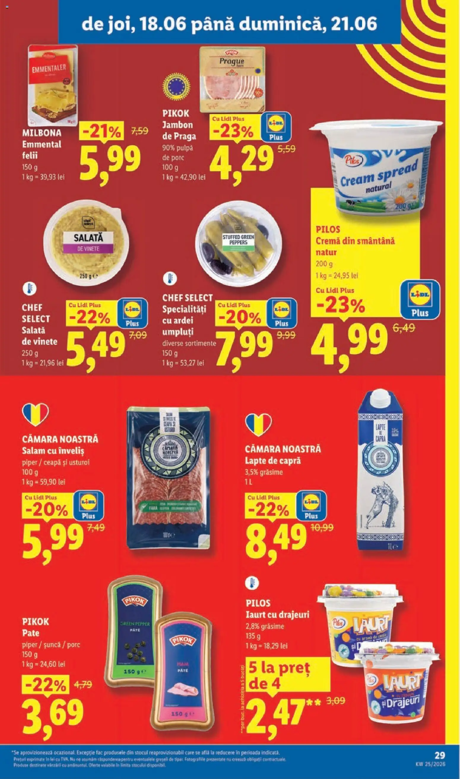 Noul catalog Lidl – valabil de la 15.06.2026 | Pagină: 29 | Produse: Pate, Iaurt, Salam, Ardei umpluți
