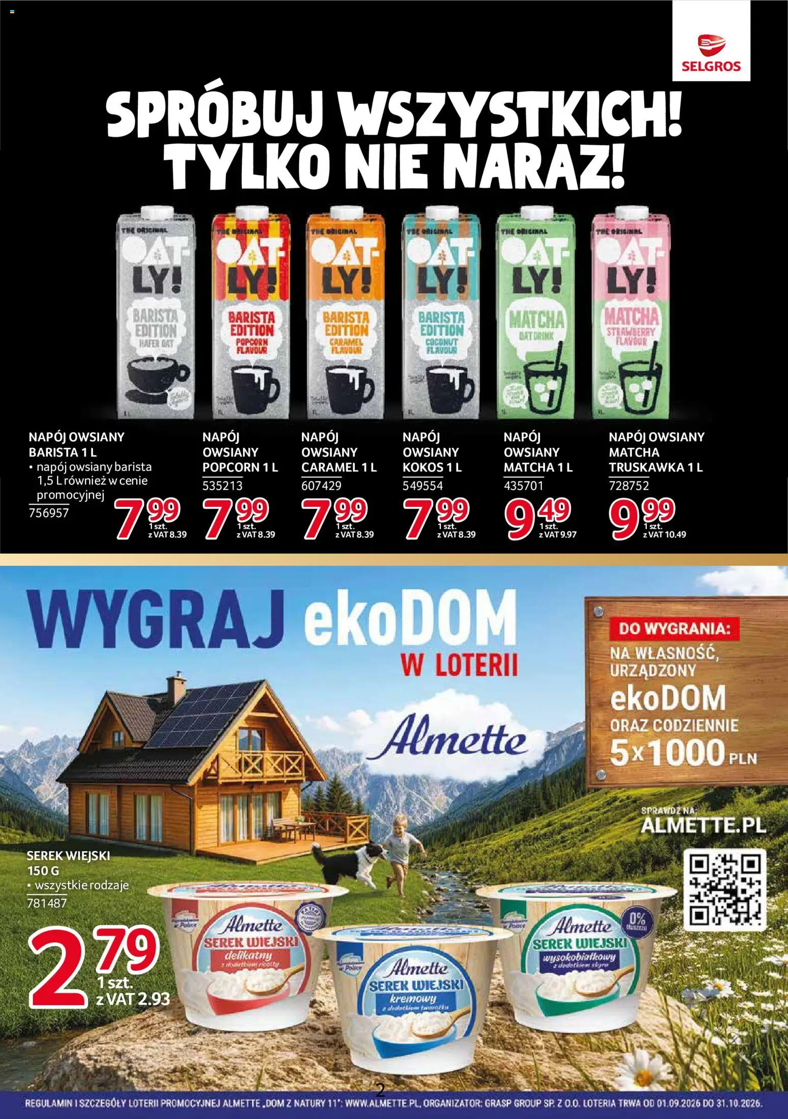 Selgros cash&carry gazetka - Markowe produkty od 10.09.2026 | Strona: 2 | Produkty: Serek wiejski, Popcorn, Matcha, Kokos