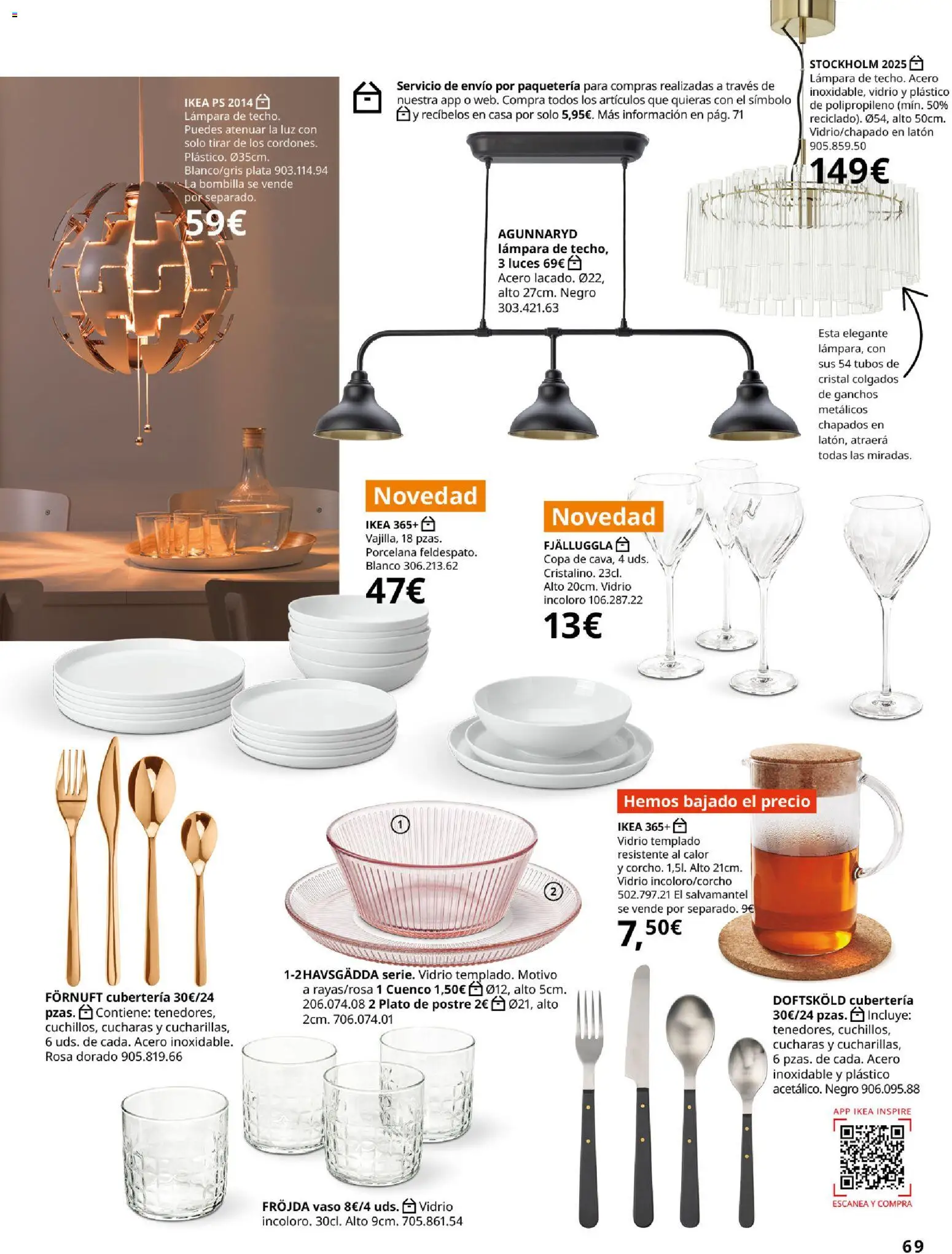 IKEA - Accesorios y decoración │ válido desde el 01/09/2026 | Página: 69 | Productos: Postre, Bombilla, Cubertería, Lámpara