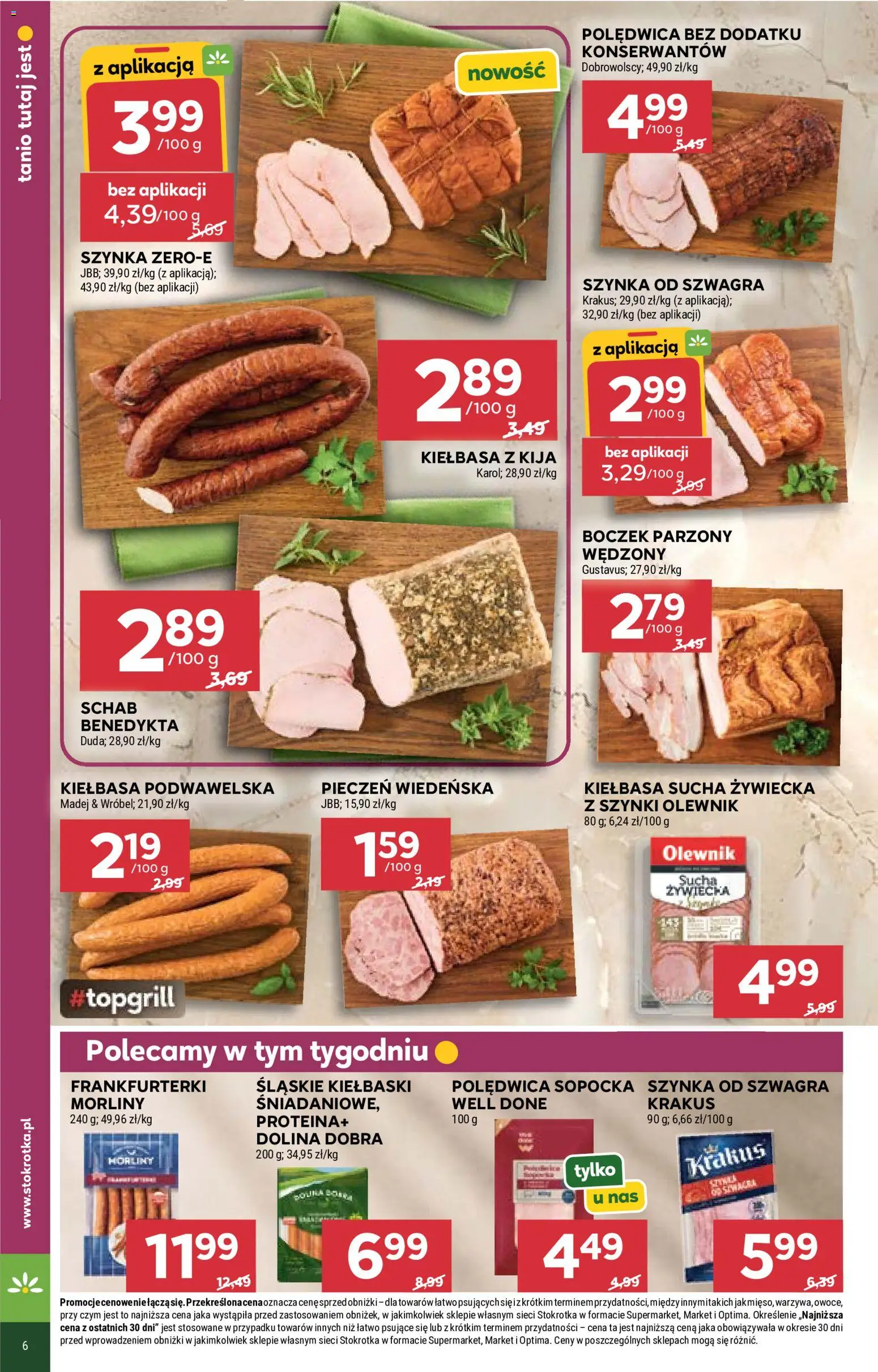 Stokrotka gazetka - Market od 18.06.2026 | Strona: 8 | Produkty: Kiełbasa, Schab, Stokrotka, Szynka