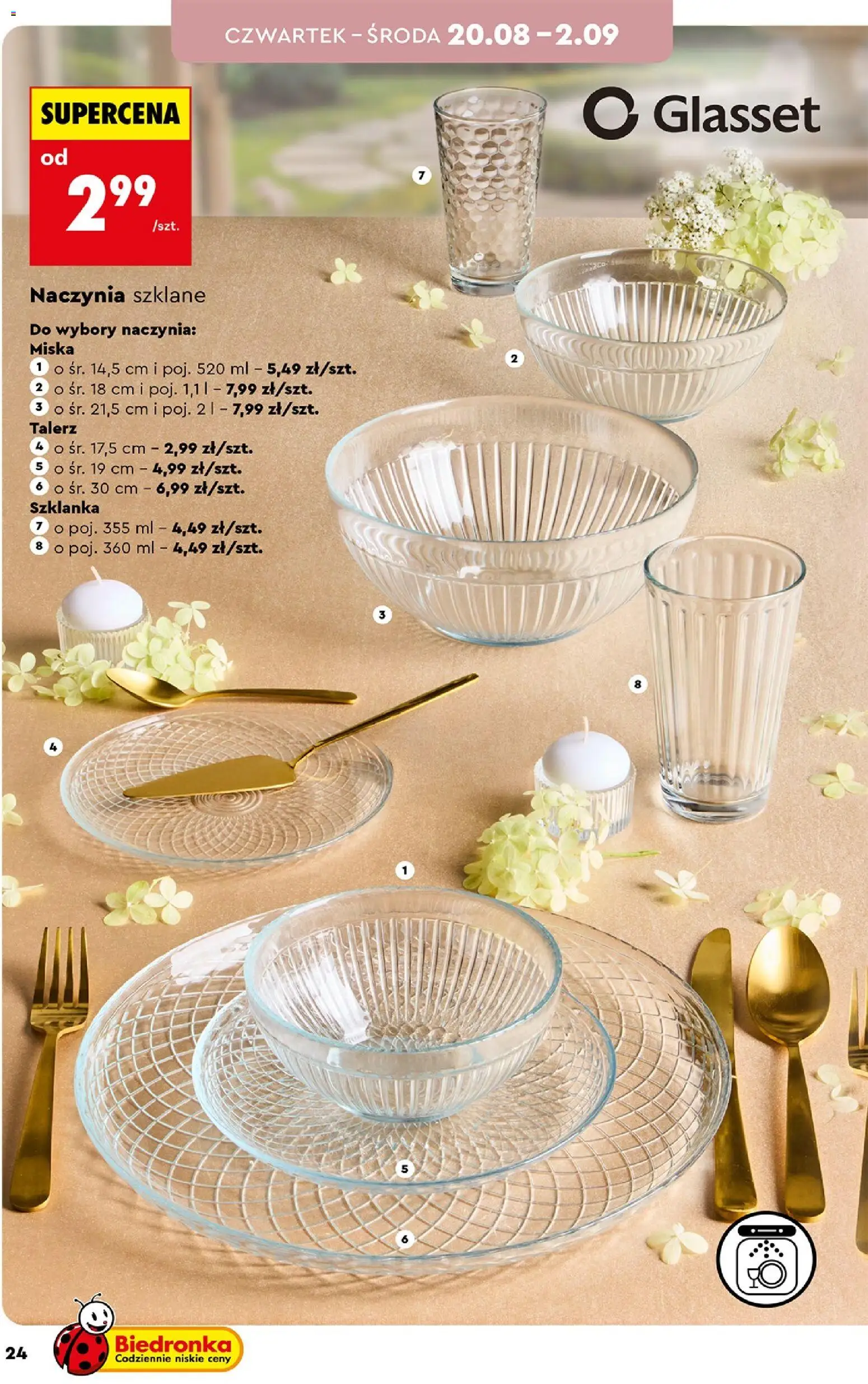 Biedronka gazetka - Hity i inspiracje od 17.08.2026 | Strona: 24 | Produkty: Szklanka, Naczynia