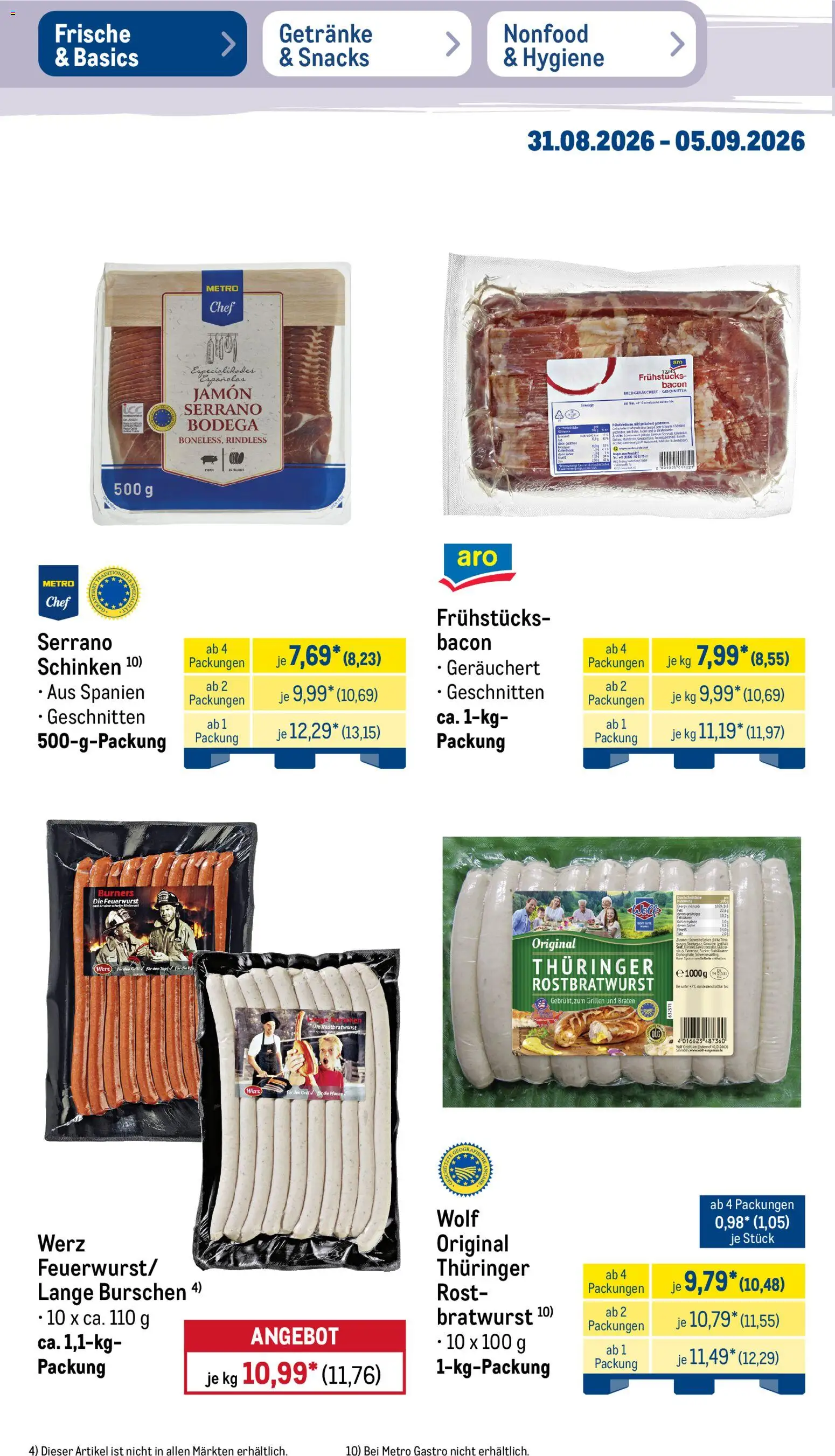 Metro Prospekt – gültig ab 31.08.2026 | Seite: 12 | Produkte: Met, Grill, Bratwurst, Schinken