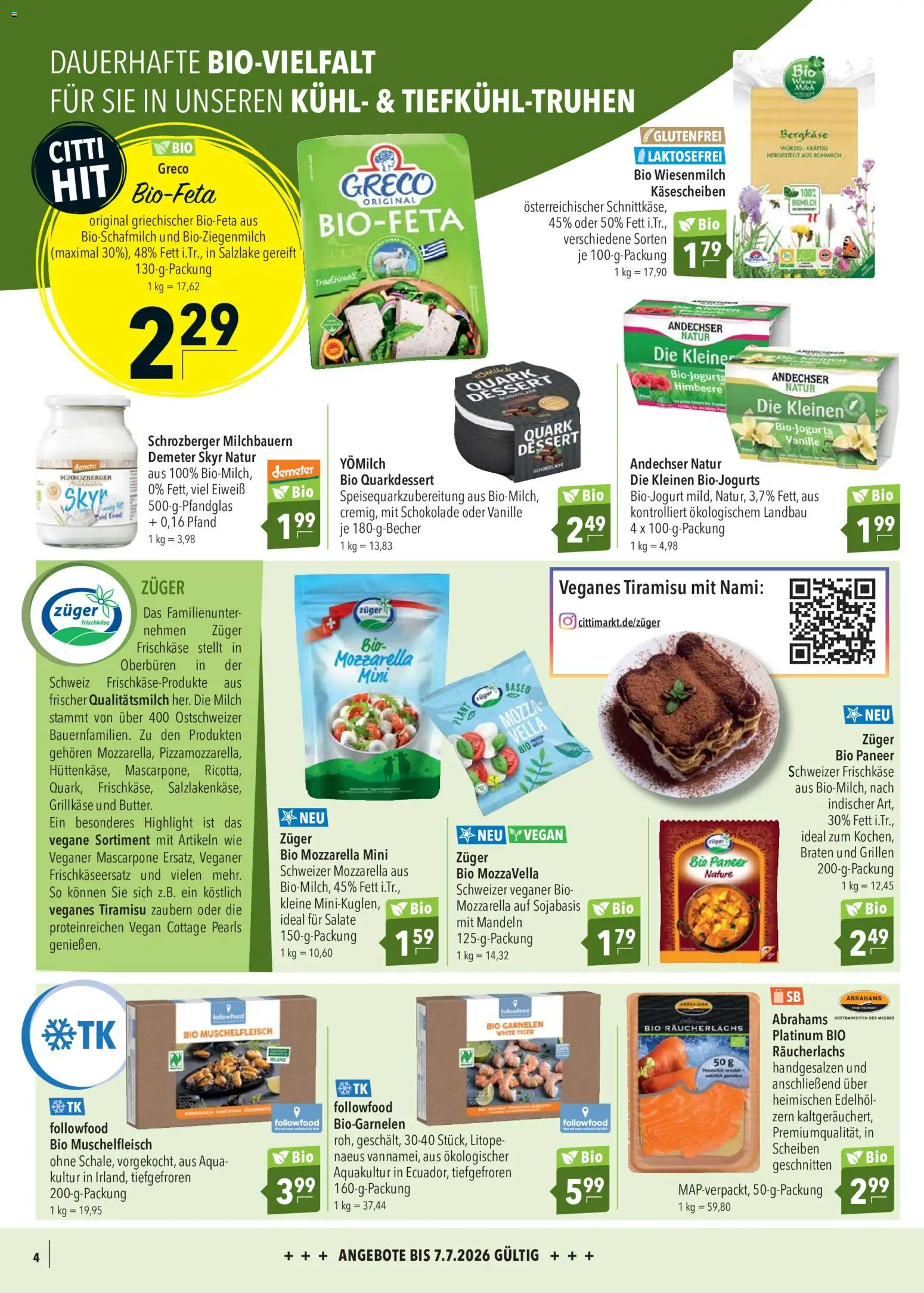 CITTI Markt Bio logisch! – gültig ab 24.06.2026 | Seite: 4 | Produkte: Milch, Mascarpone, Garnelen, Skyr