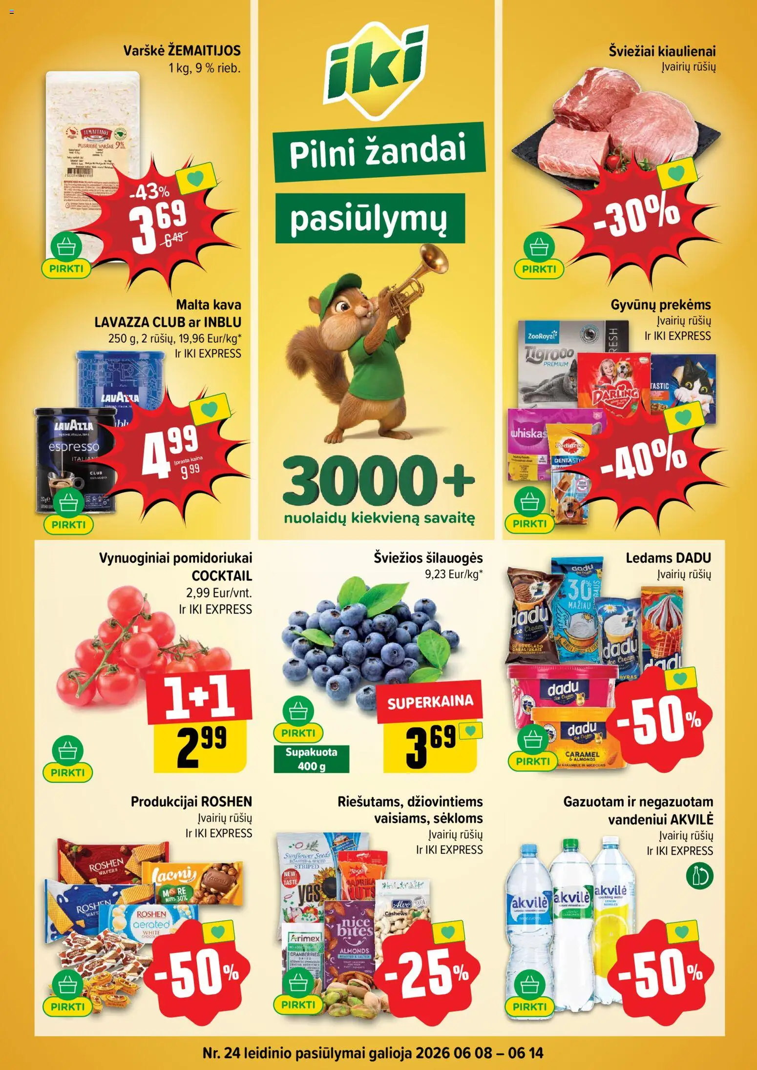 IKI akcijos nuo 08.06.2026 | Puslapis: 1 | Prekių: Paprika, Šilauogės, Varškė, Kava