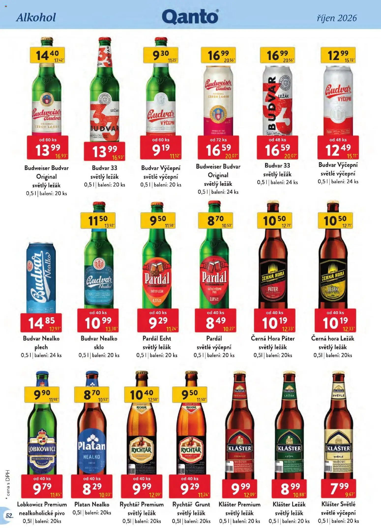 Astur & Qanto leták - Velkoobchod 10/2026 od 01.10.2026 | Strana: 52 | Produkty: Budvar, Pivo, Nealkoholické pivo, Alkohol