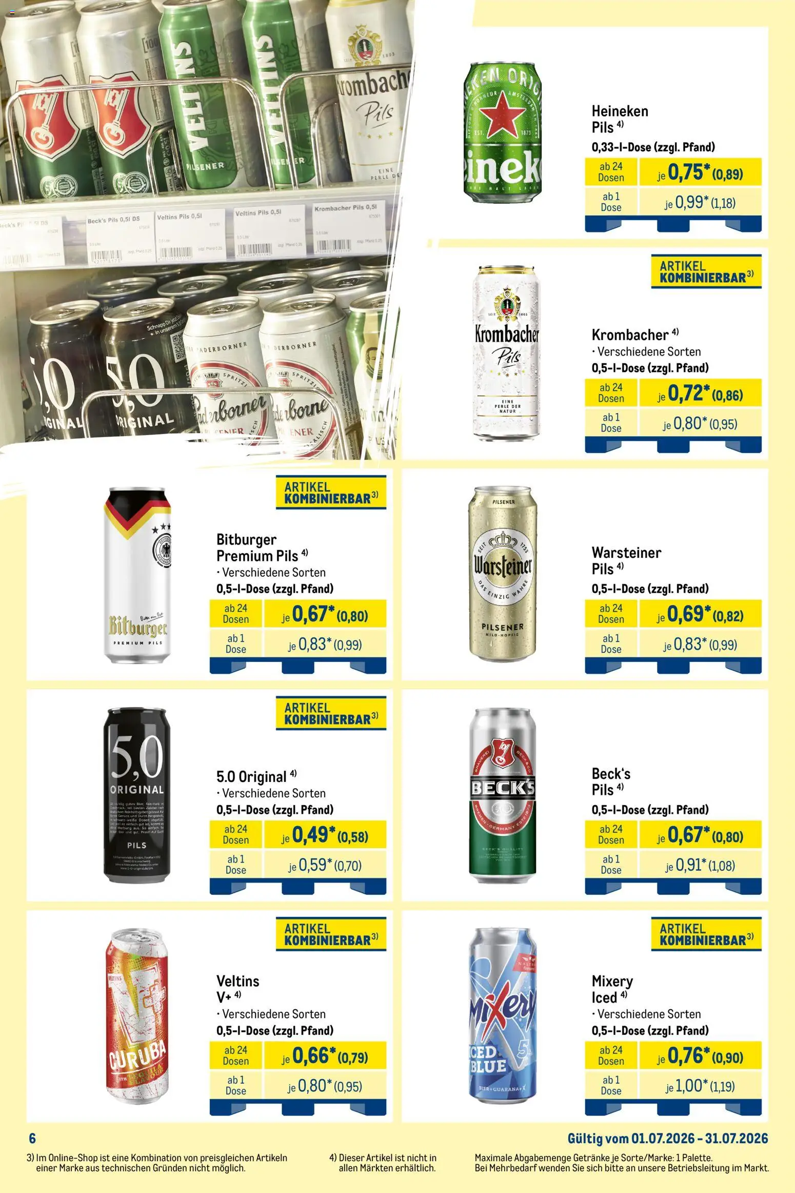 Metro  Monats-Mix – gültig ab 01.07.2026 | Seite: 6 | Produkte: Pils, Heineken, Warsteiner, Veltins
