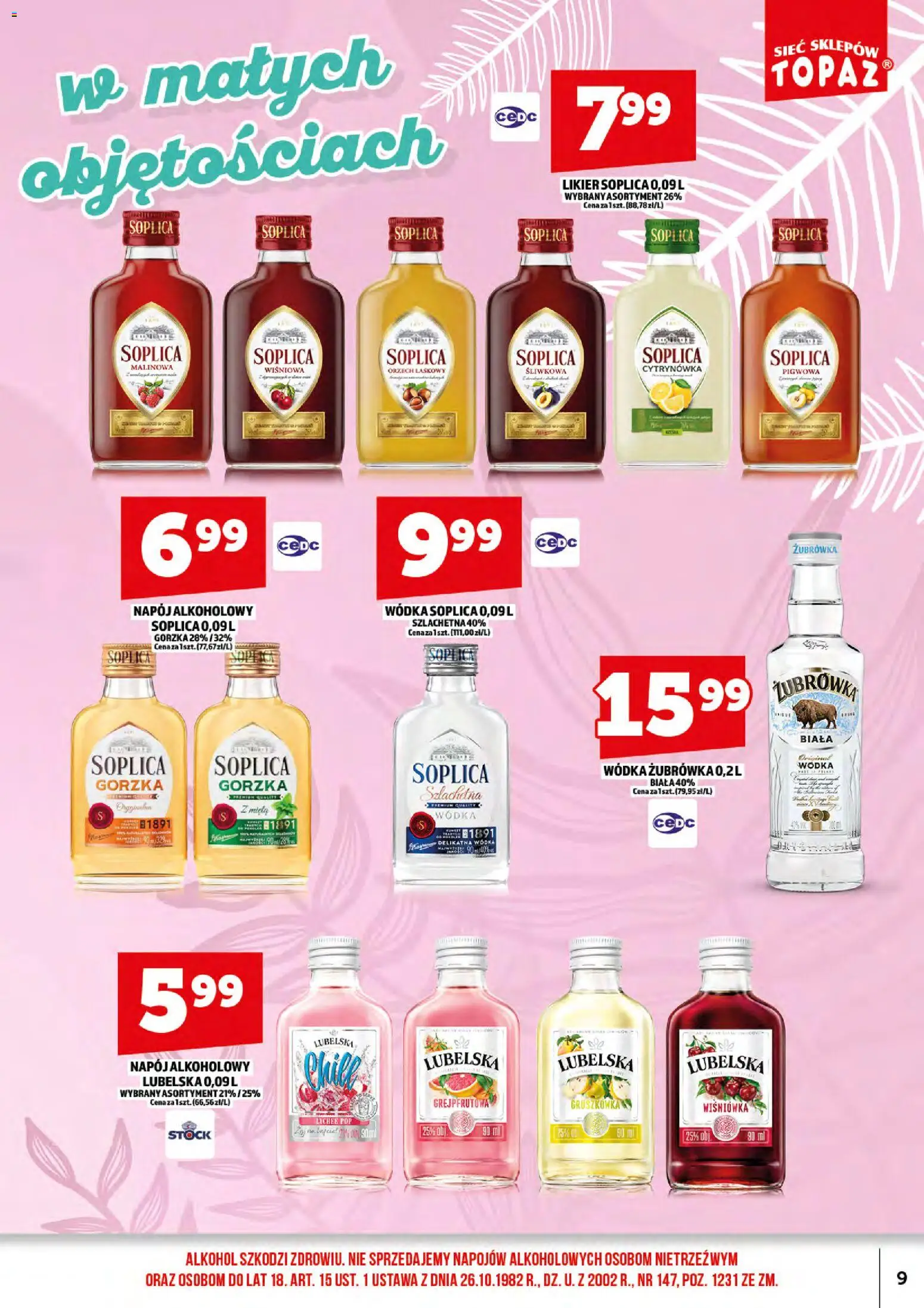Topaz gazetka alkoholowa od 17.07.2026 | Strona: 11 | Produkty: Soplica wódka, Żubrówka, Alkohol, Wódka