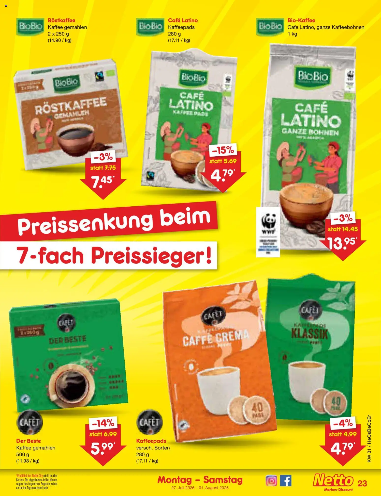 Netto Marken-Discount Prospekt – gültig ab 27.07.2026 | Seite: 35 | Produkte: Kaffeepads, Kaffee