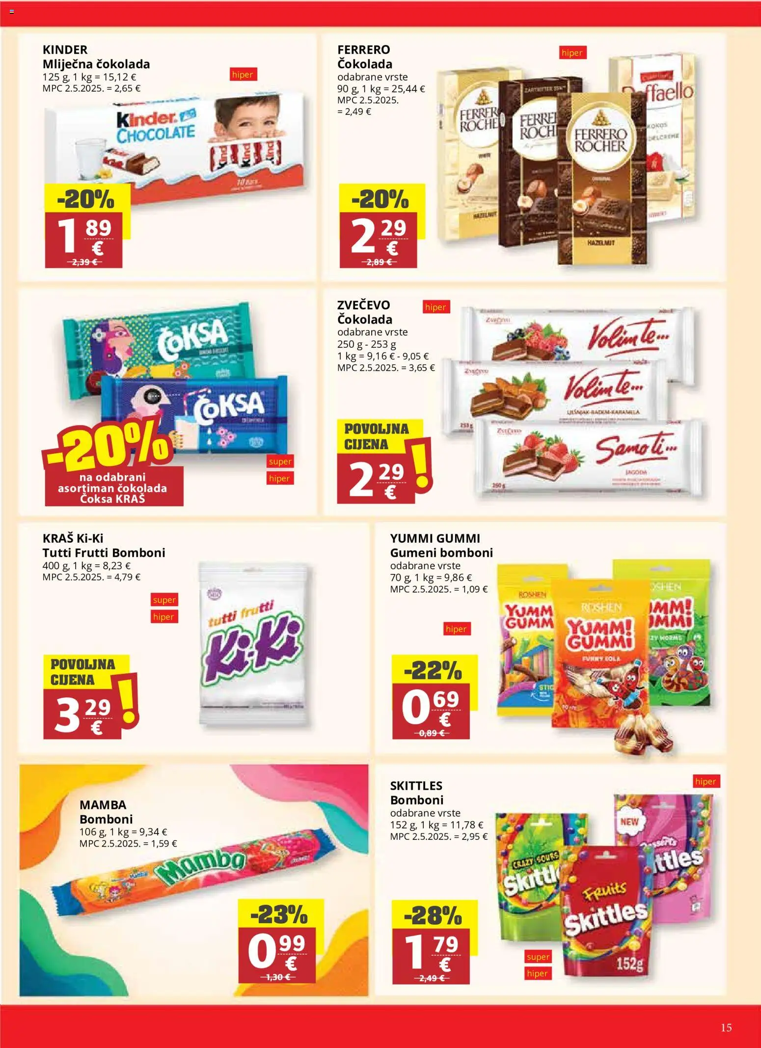 Ribola katalog | vrijedi od 08.07.2026 | Stranica: 15 | Proizvodi: Čokolada, Bomboni, Ferrero Rocher