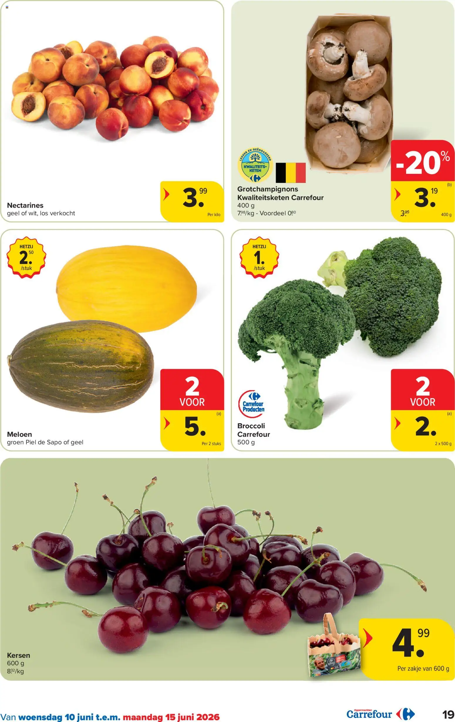 {H1} | Pagina: 19 | Producten: Meloen, Nectarines, Kersen, Broccoli