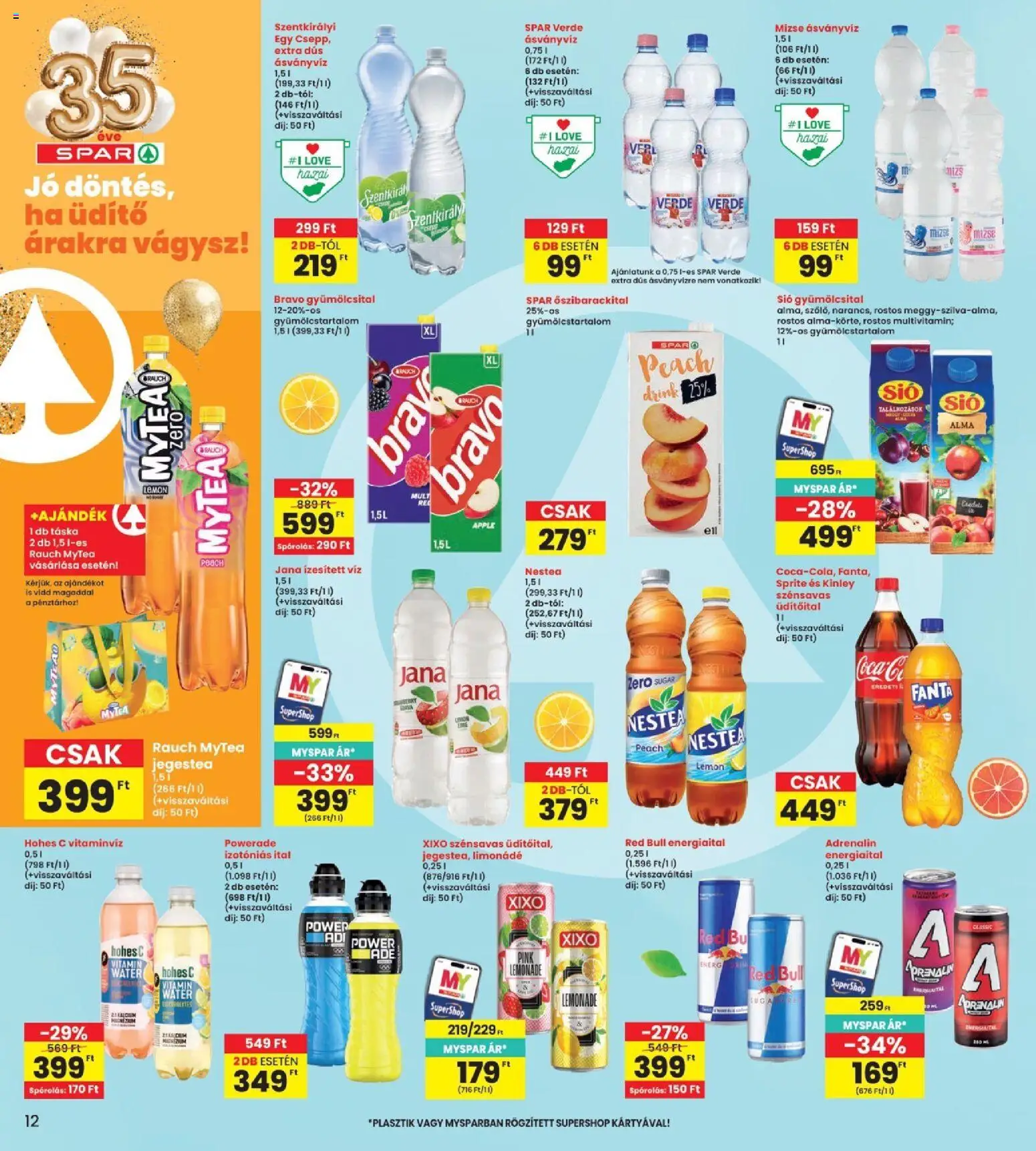Interspar akciós ujság - amely érvényes a következő dátumtól: 2026.08.13. | Oldal: 12 | Termékek: Vitamin, Energiaital, Sprite, Szentkirályi