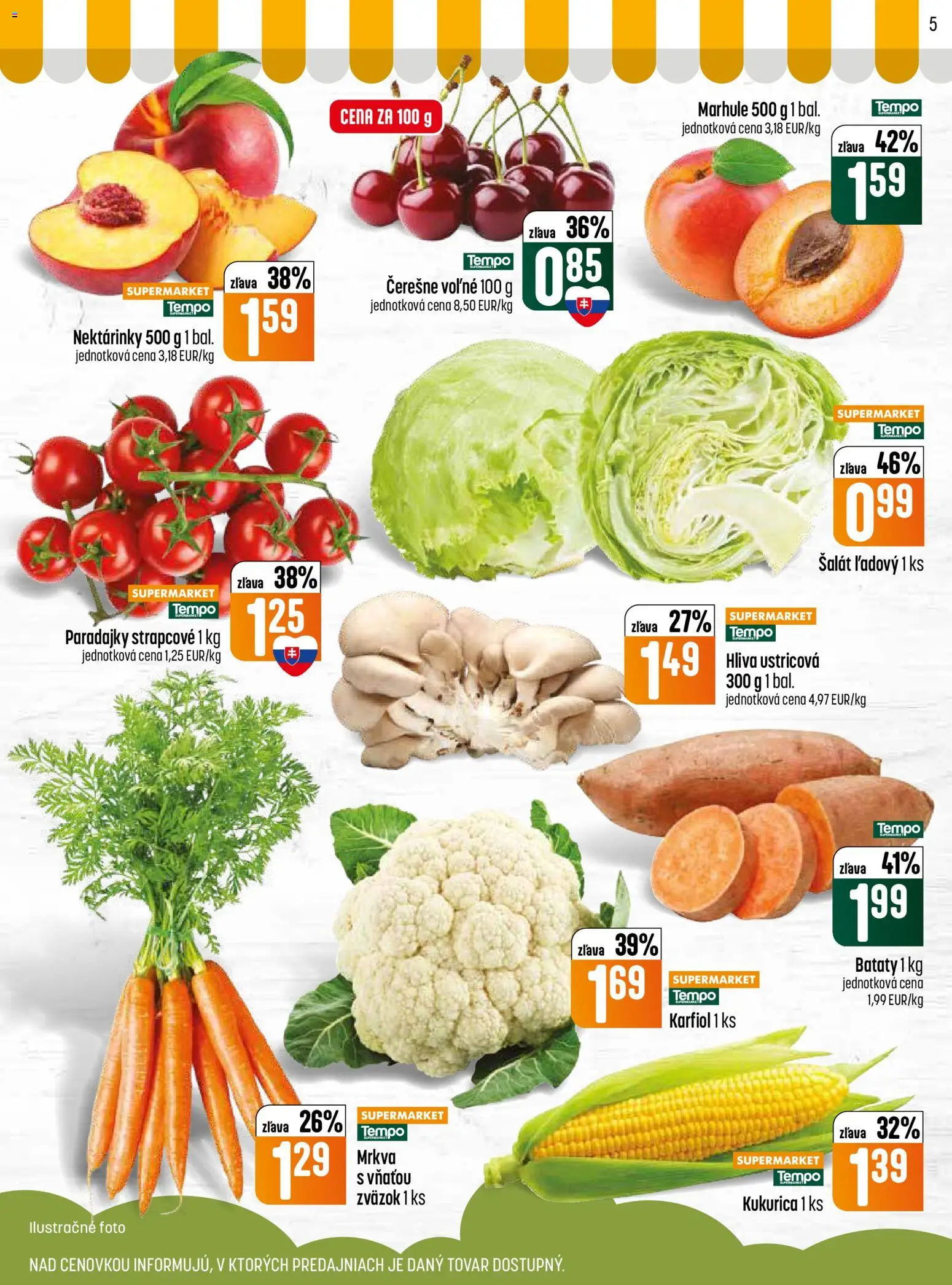 Nové COOP Jednota akcie – leták je platný od 25.06.2026 | Strana: 5 | Produkty: Paradajky, Karfiol, Mrkva, Marhule