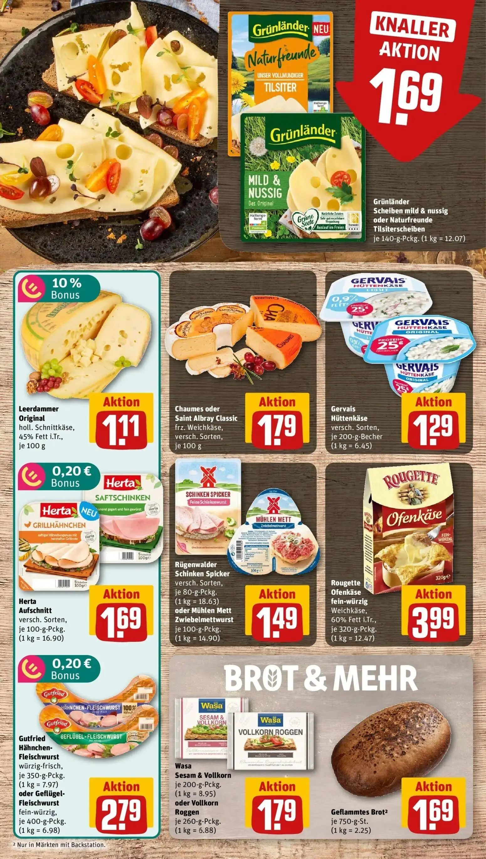REWE Prospekt ab 31.08.2026 zum Blättern » Angebote | Seite: 9 | Produkte: Leerdammer, Grunlander, Schinken, Hüttenkäse