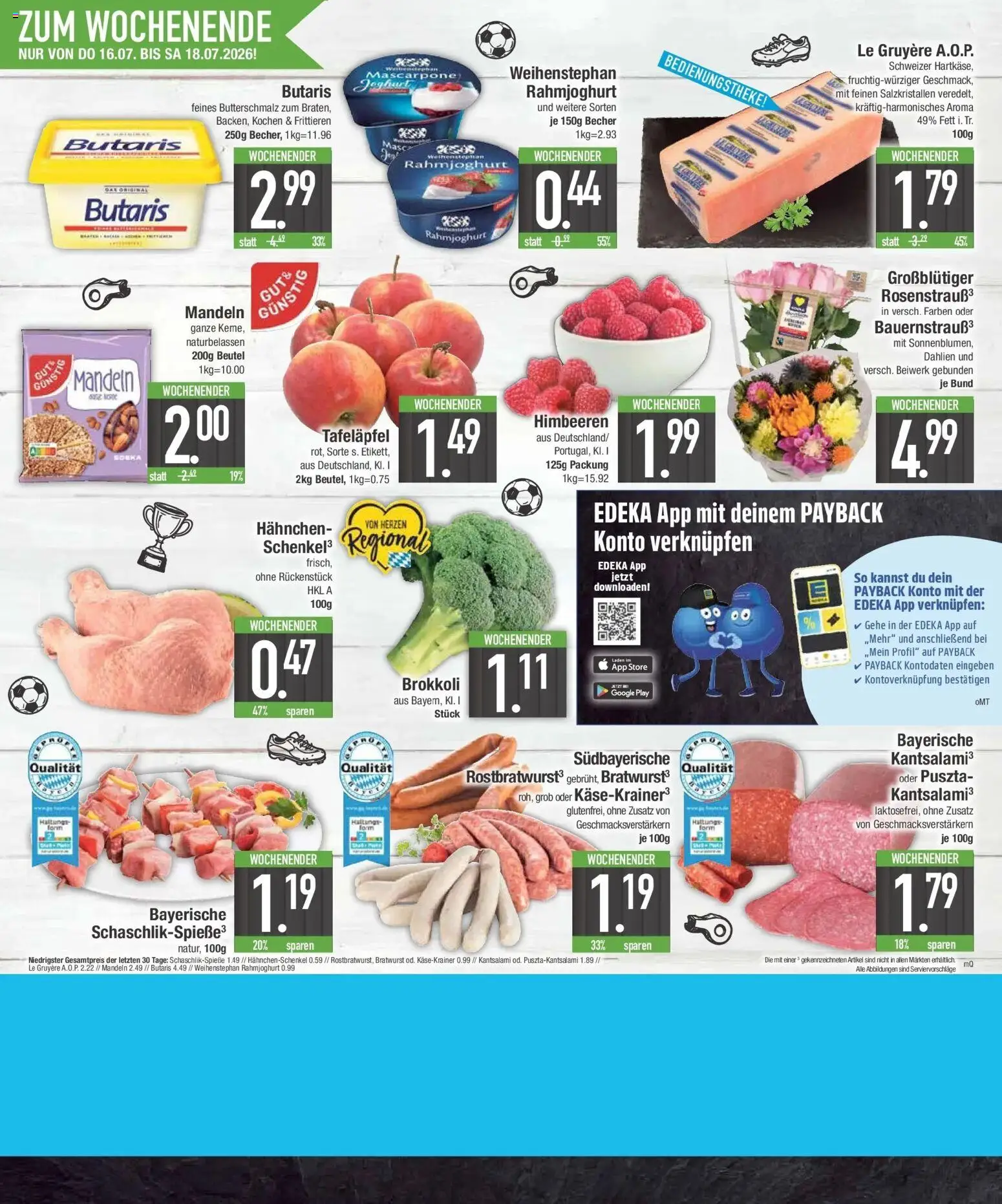 E center Prospekt Neuburg An Der Donau – gültig ab 13.07.2026 | Seite: 22 | Produkte: Butterschmalz, Käsekrainer, Mandeln, Brokkoli