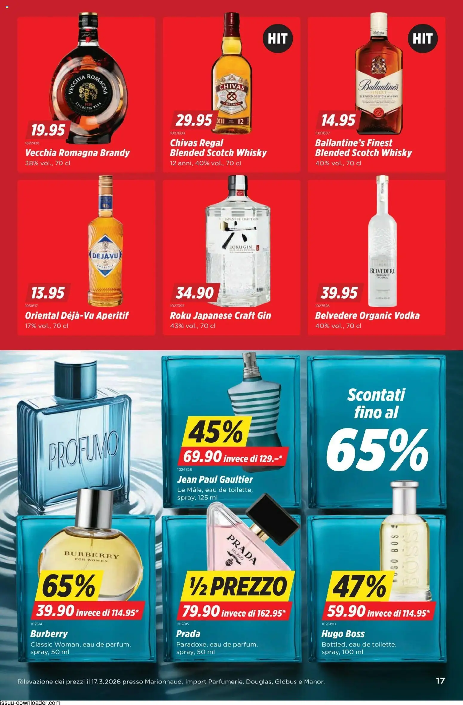 Denner aktionen IT – gültig ab 07.05.2026 | Seite: 17 | Produkte: Toilette, Parfüm, Eau de toilette, Gin