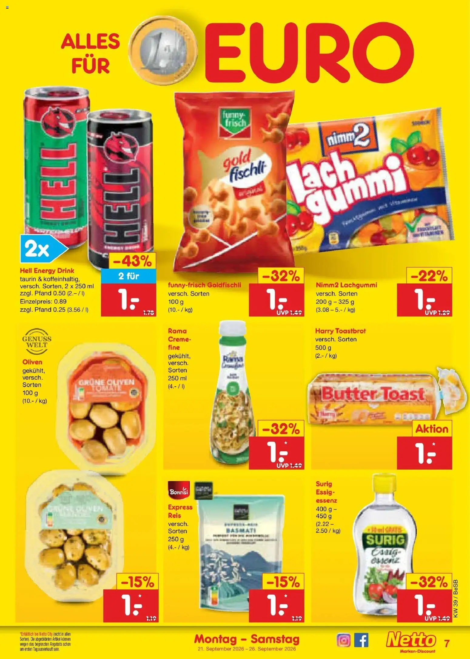 Netto Marken-Discount Prospekt Berlin-Prenzlauer Berg – gültig ab 21.09.2026 | Seite: 11 | Produkte: Toast, Essig, Toastbrot, Reis