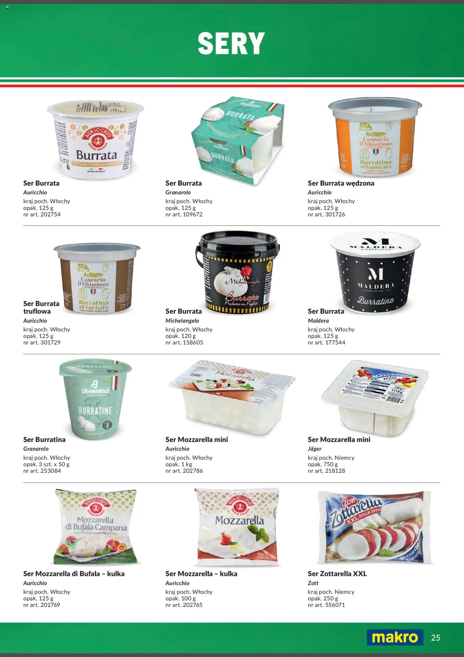 Makro Gazetka - Italia od 01.02.2026 | Strona: 25 | Produkty: Mozzarella di bufala, Burrata, Ser, Mozzarella