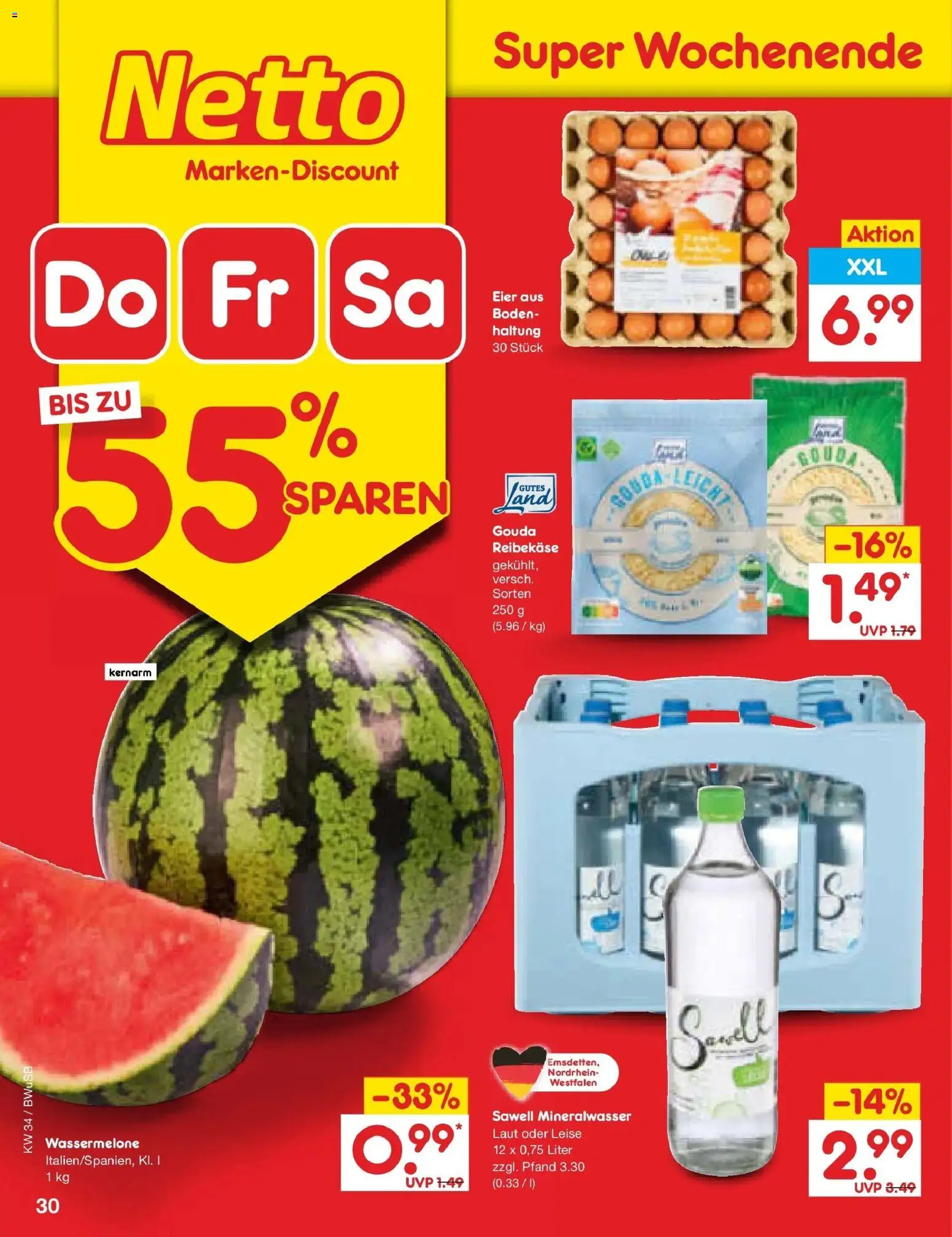 Netto Marken-Discount Prospekt Stemwede-Dielingen – gültig ab 17.08.2026 | Seite: 48 | Produkte: Eier, Gouda, Mineralwasser, Wassermelone