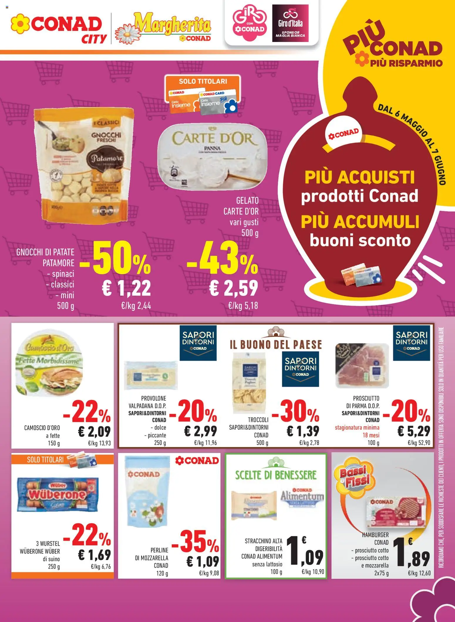 Volantino Conad del 20.05.2026 | Pagina: 7 | Prodotti: Prosciutto di Parma, Gelato, Patate, Stracchino