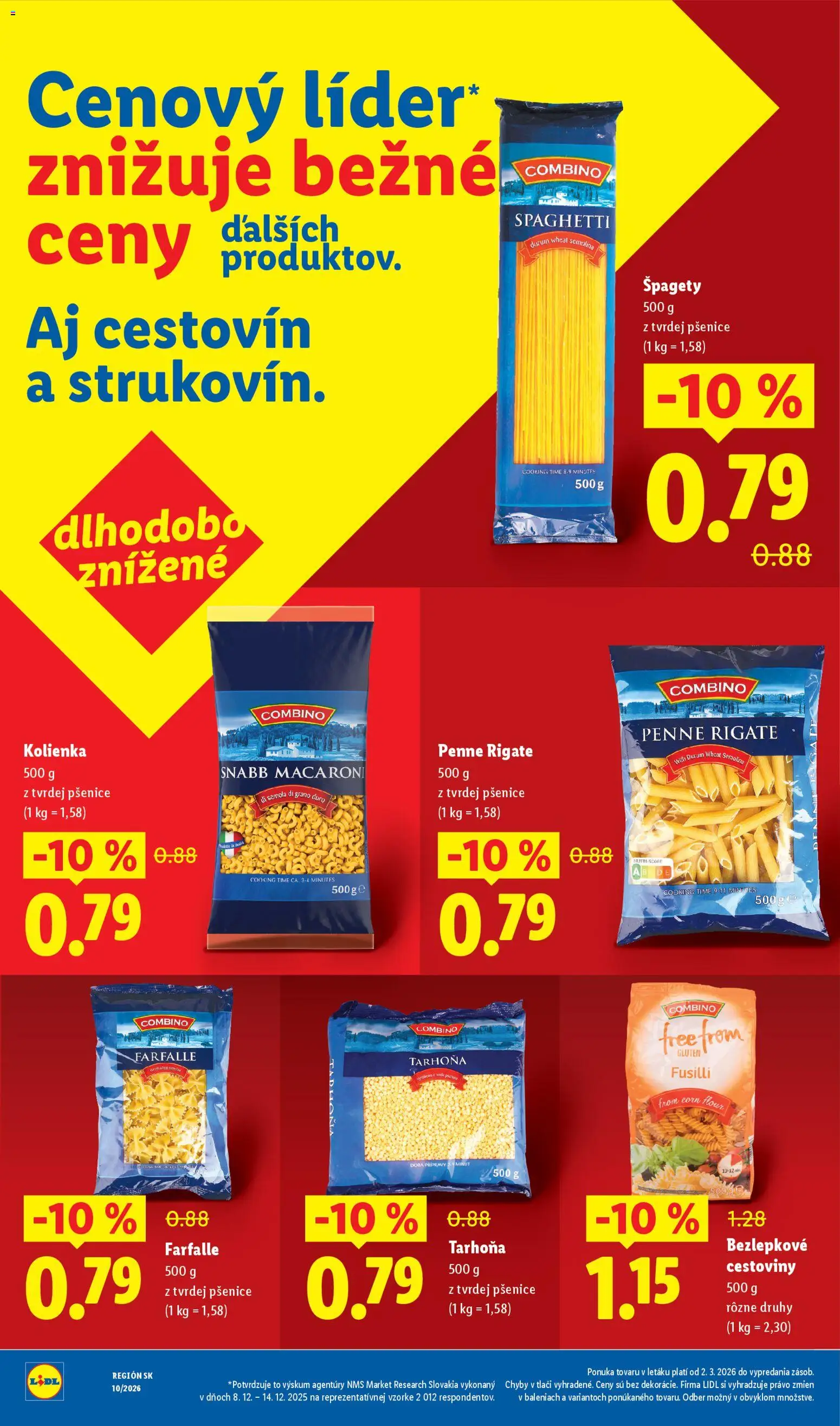 Nové Lidl akcie – leták je platný od 09.03.2026 | Strana: 26 | Produkty: Penne, Cestoviny, Tarhoňa, Špagety