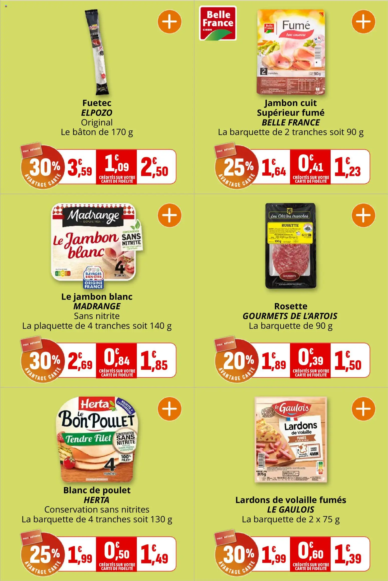 {H1} | Page: 6 | Produits: Lardons, Jambon blanc, Rosette, Jambon