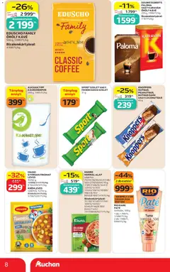 Auchan Szupermarket akciós újság - amely érvényes a következő dátumtól: 2026.07.16. | Oldal: 8 | Termékek: Tonhal, Kávé, Pástétom, Őrölt kávé