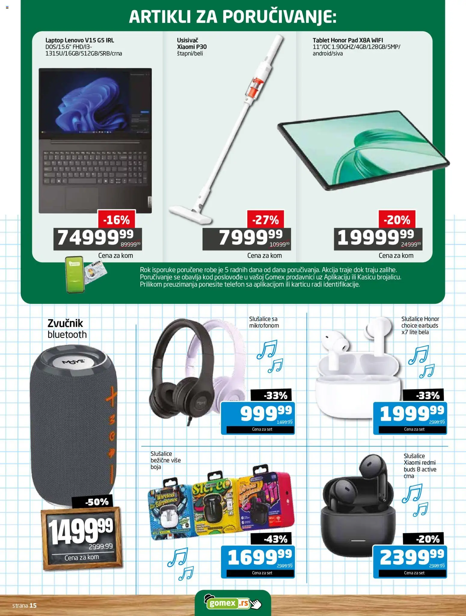 Gomex katalog - važi od 10.08.2026 | Strana: 15 | Proizvode: Xiaomi, Telefon, Slušalice, Zvučnik
