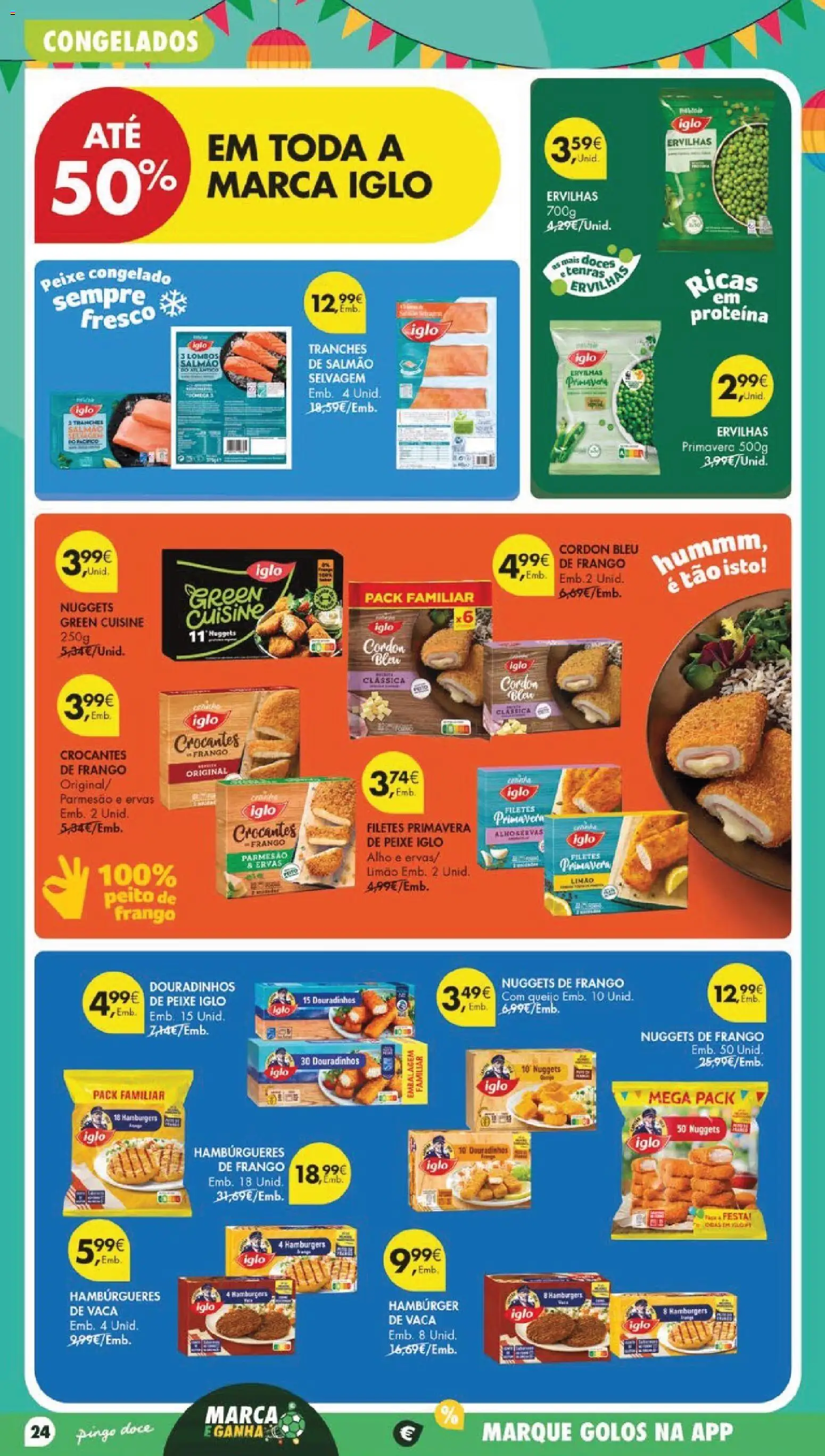 Pingo Doce folheto │ válido de 23/06/2026 | Página: 30 | Produtos: Ervilha, Nuggets de frango, Queijo, Peixe