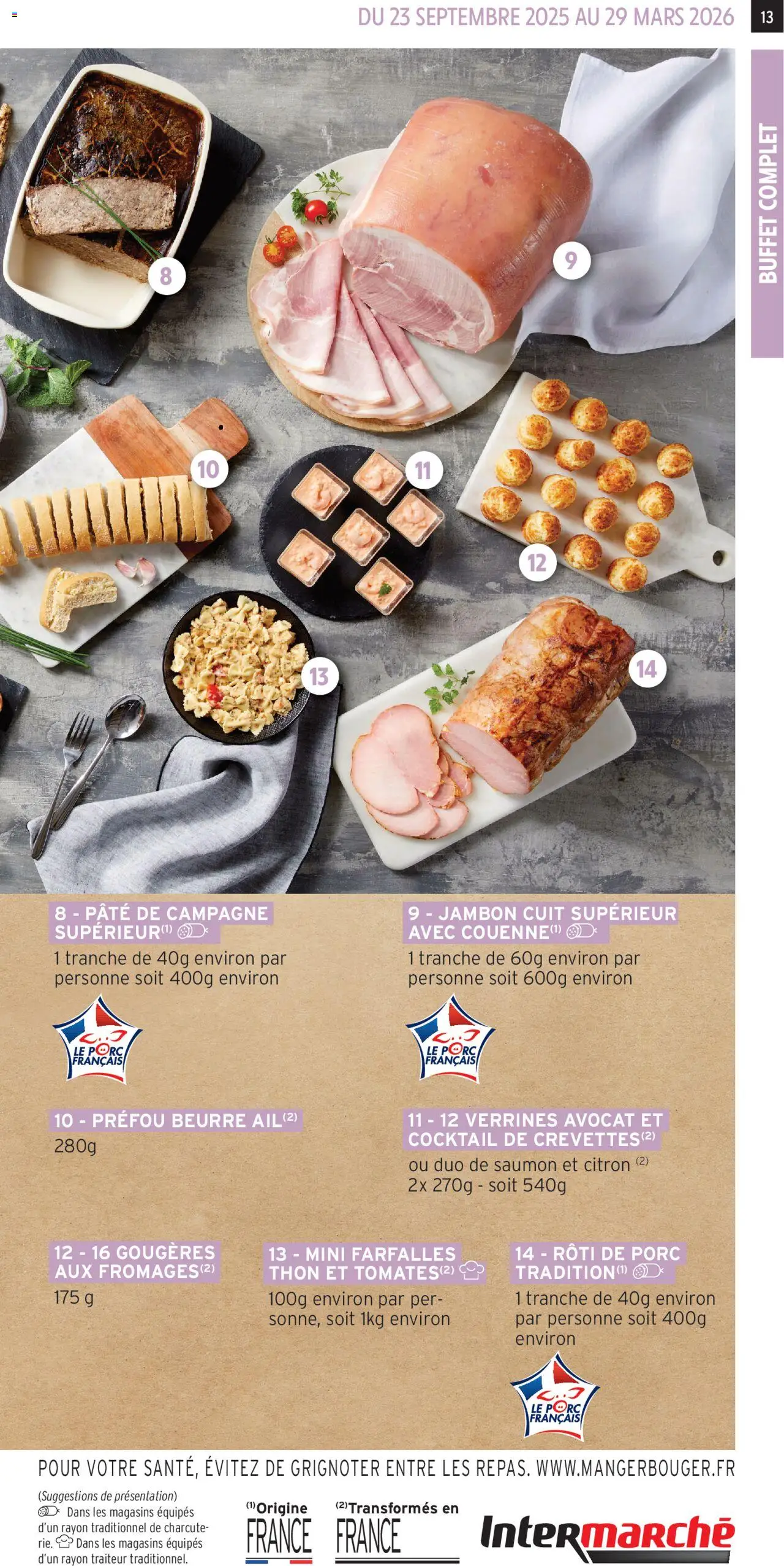 {H1} | Page: 13 | Produits: Avocat, Thon, Buffet, Beurre