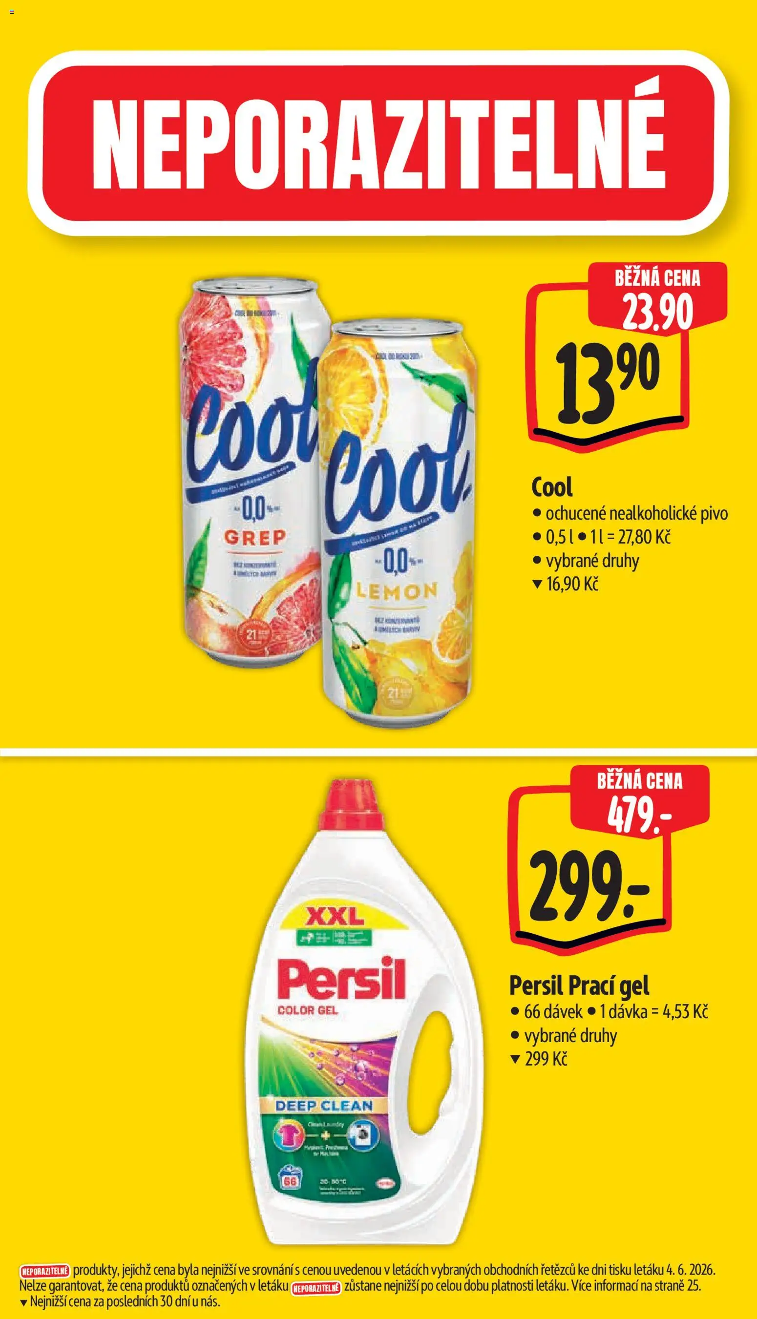 Albert leták - Supermarket od 10.06.2026 | Strana: 4 | Produkty: Prací gel, Pivo, Nealkoholické pivo, Persil