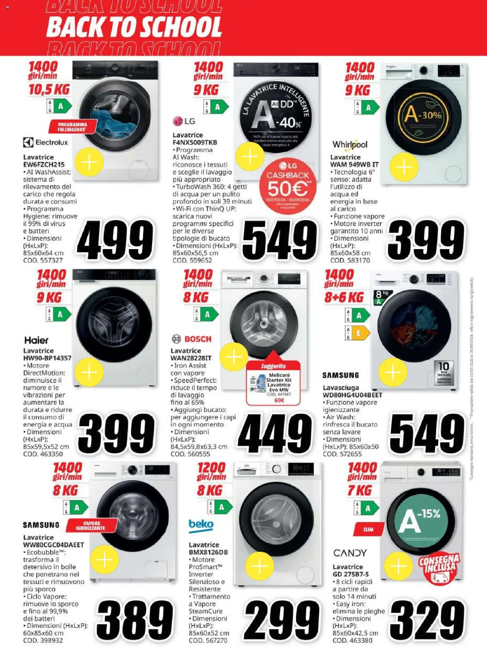 Volantino Media World del 20/08/2026 | Pagina: 32 | Prodotti: Lavasciuga, Acqua, Lavatrice, Samsung