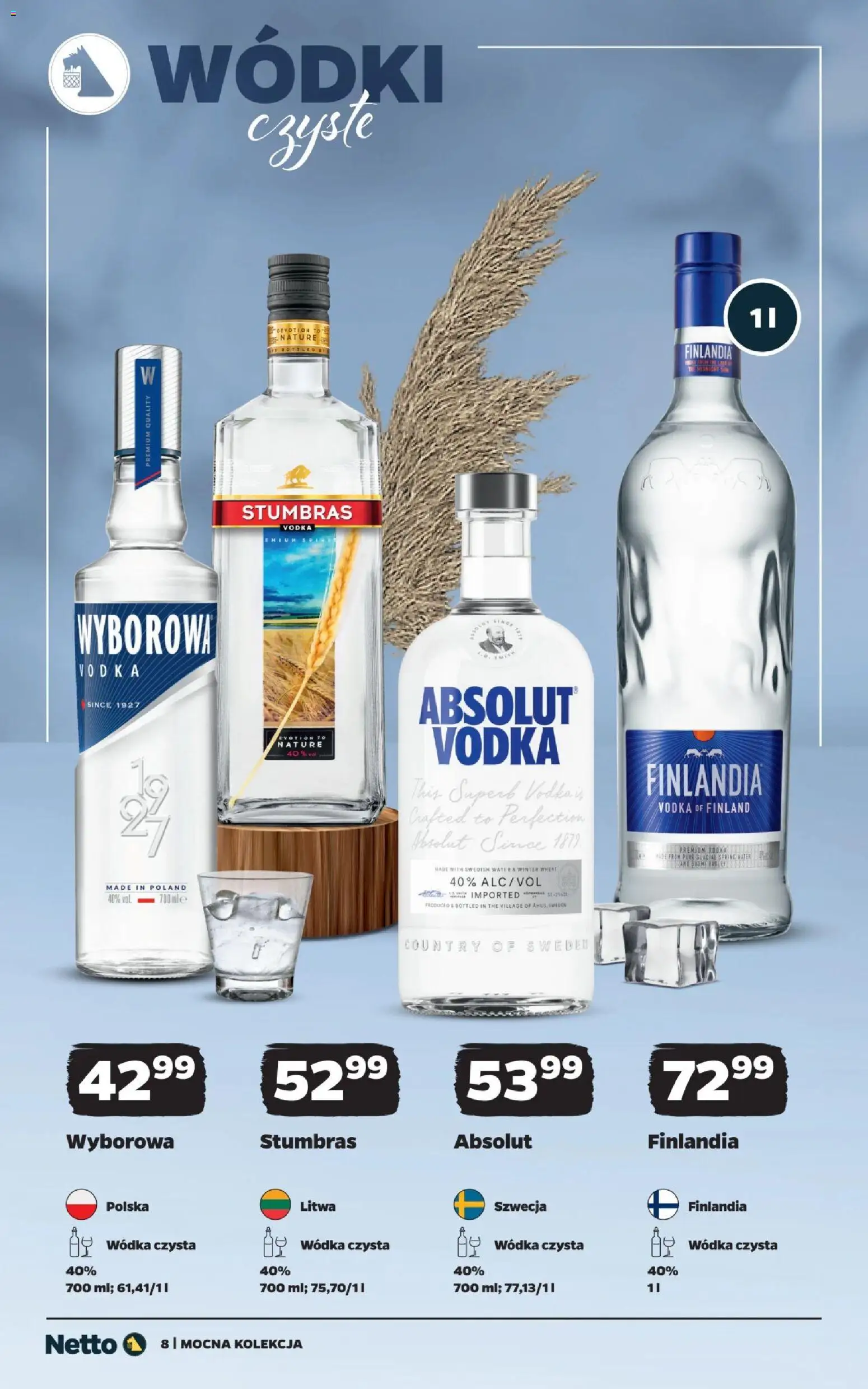 Netto gazetka - Mocne alkohole od 12.10.2026 | Strona: 8 | Produkty: Finlandia wódka, Vodka, Wódka