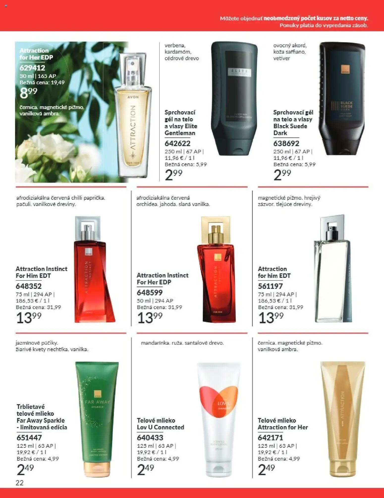 Nové Avon akcie – leták je platný od 01.07.2026 | Strana: 22 | Produkty: Mlieko, Chilli, Telové mlieko, Kvety