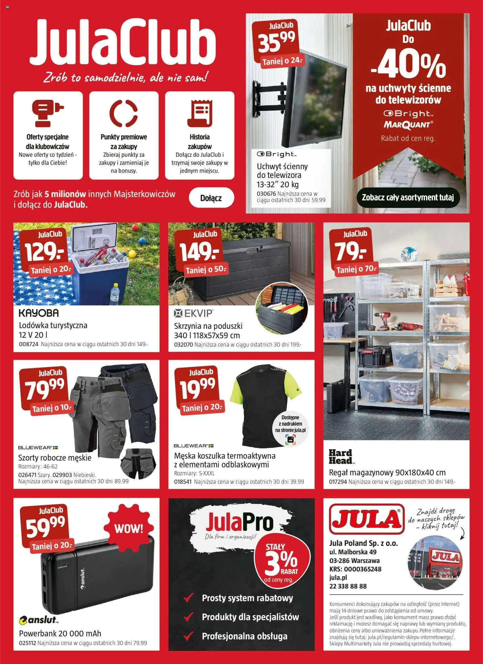 Jula gazetka od 09.07.2026 | Strona: 8 | Produkty: Szorty, Lodówka, Powerbank, Regał