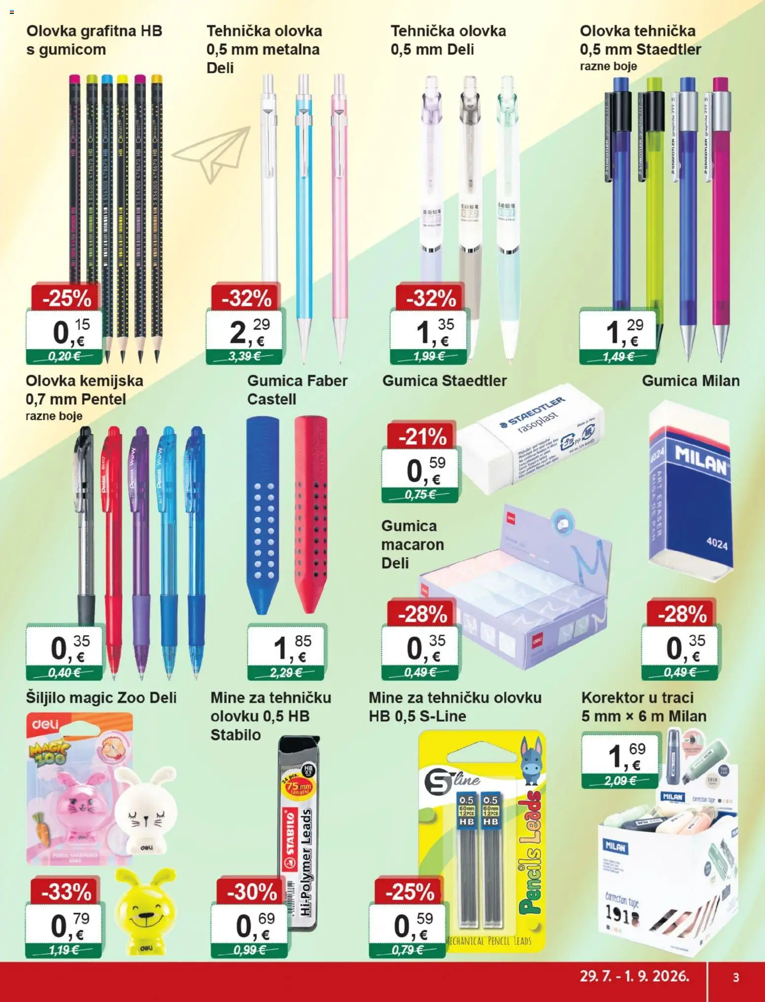 KTC katalog | vrijedi od 29.07.2026 | Stranica: 3 | Proizvodi: Šiljilo, Mine za tehničku, Korektor