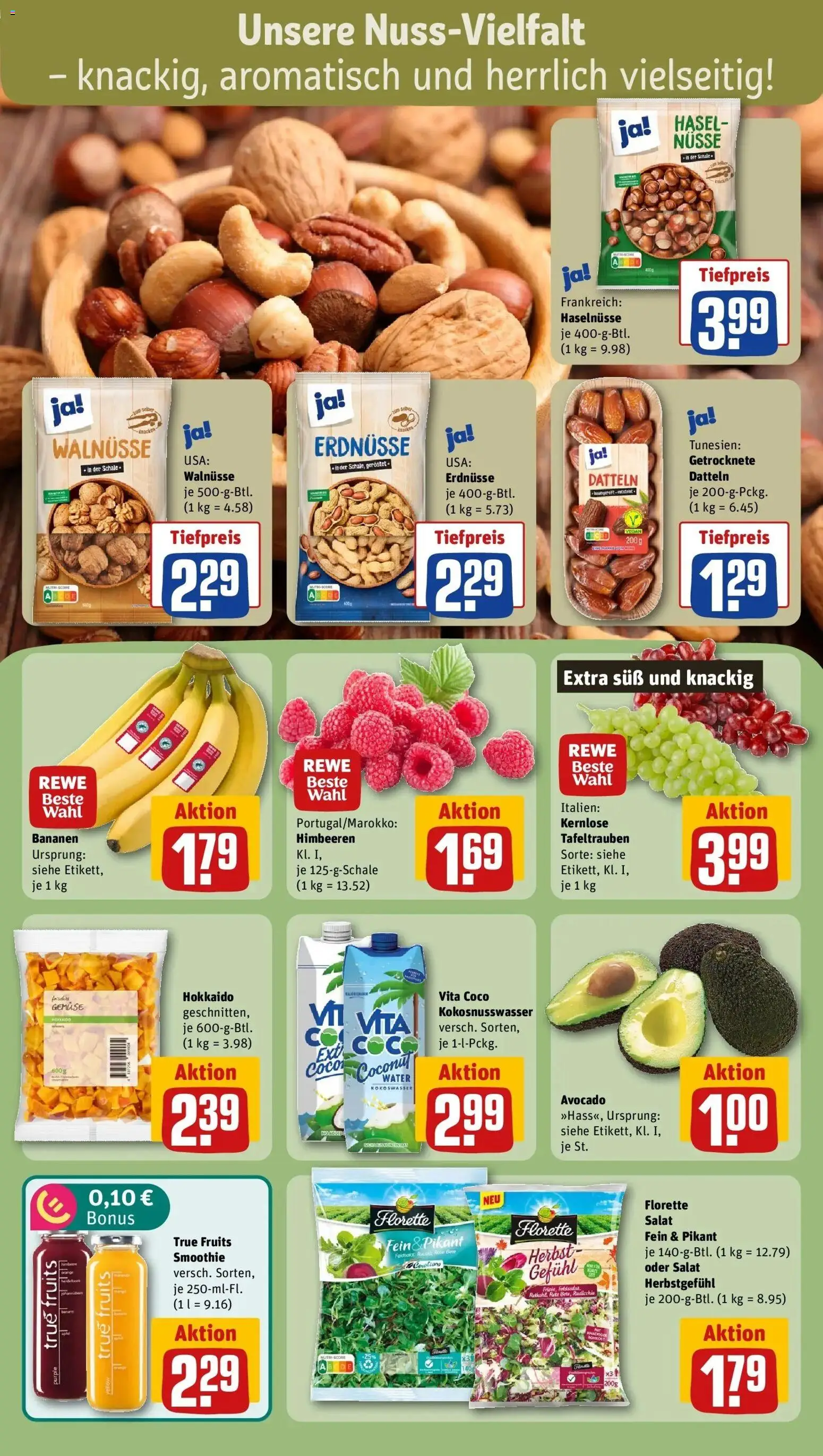 REWE Prospekt ab 26.10.2026 zum Blättern » Angebote | Seite: 6 | Produkte: Rucola, Avocado, Nüsse, Salat