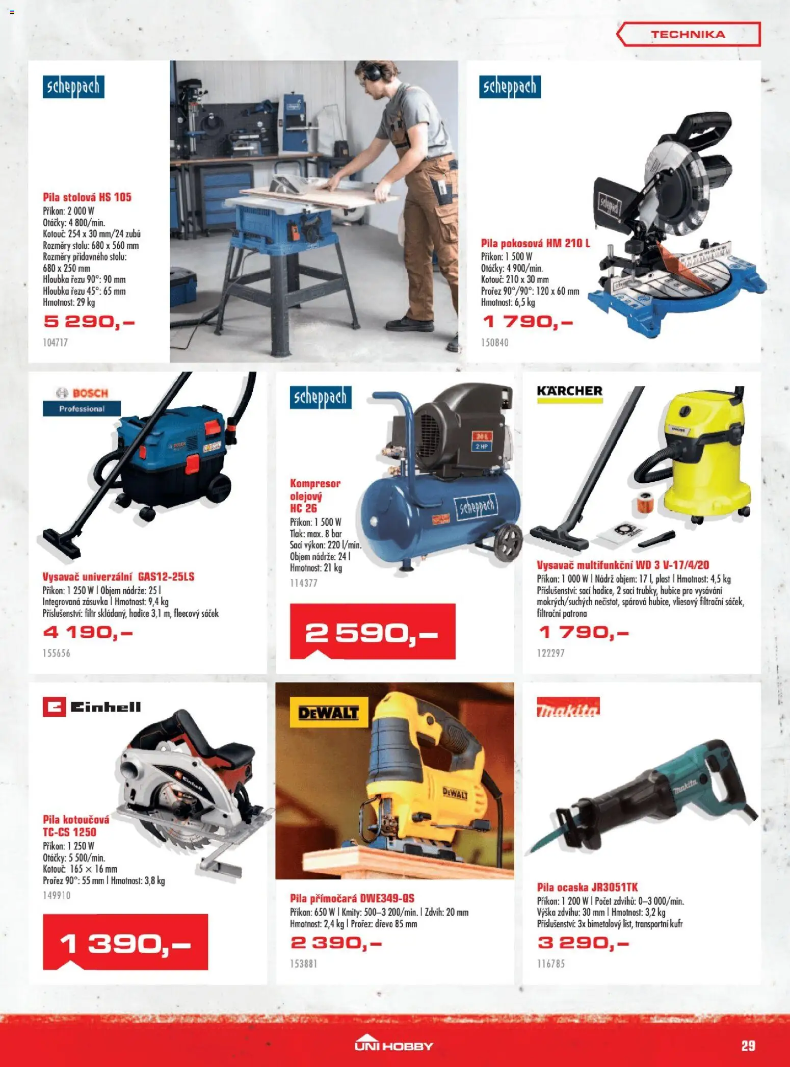 Uni Hobby leták od 29.10.2026 | Strana: 29 | Produkty: Kärcher, Kompresor, Zásuvka, Pila