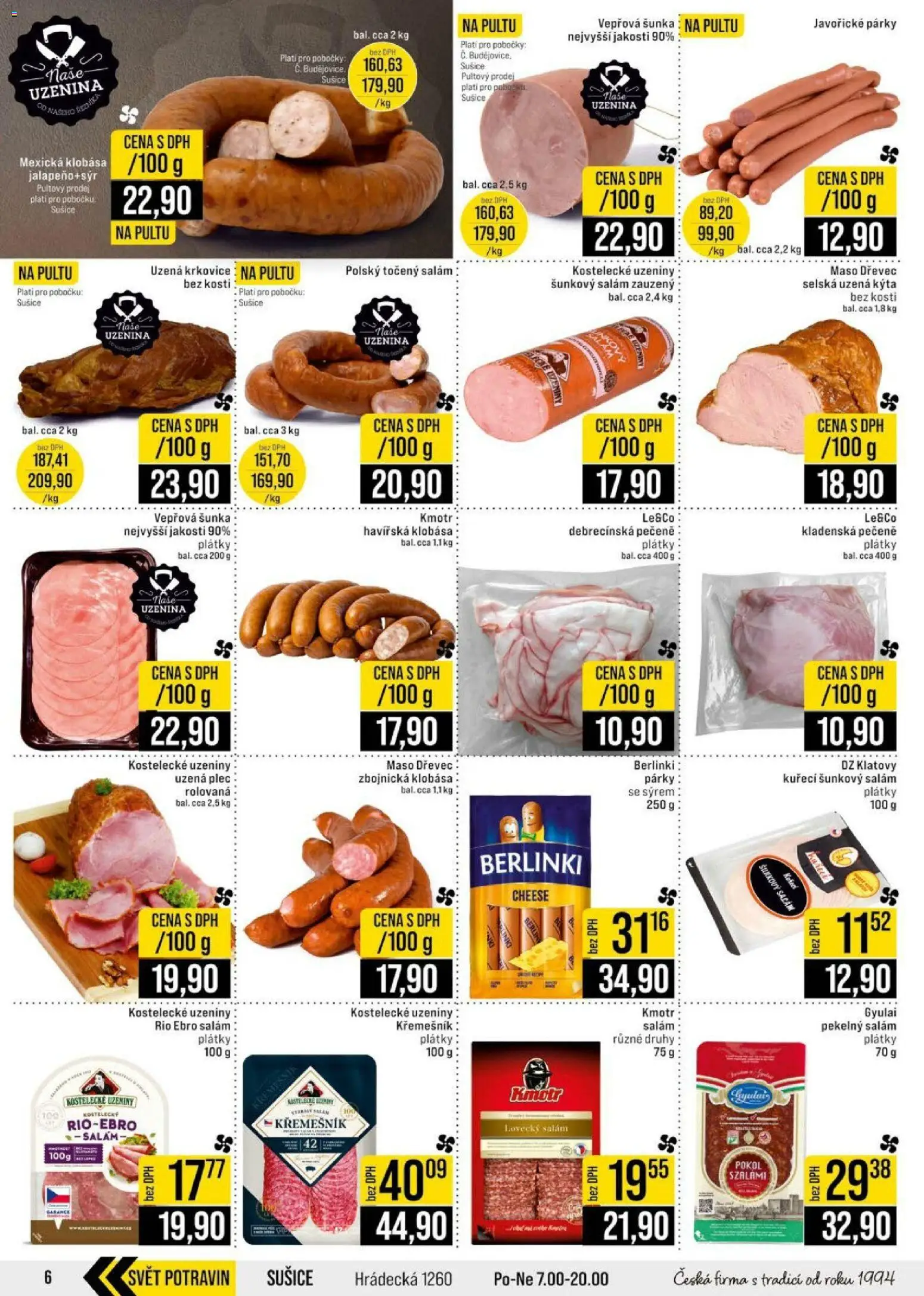 Jip leták - Cash & Carry od 17.06.2026 | Strana: 6 | Produkty: Uzeniny, Šunkový salám, Salám Křemešník, Kýta