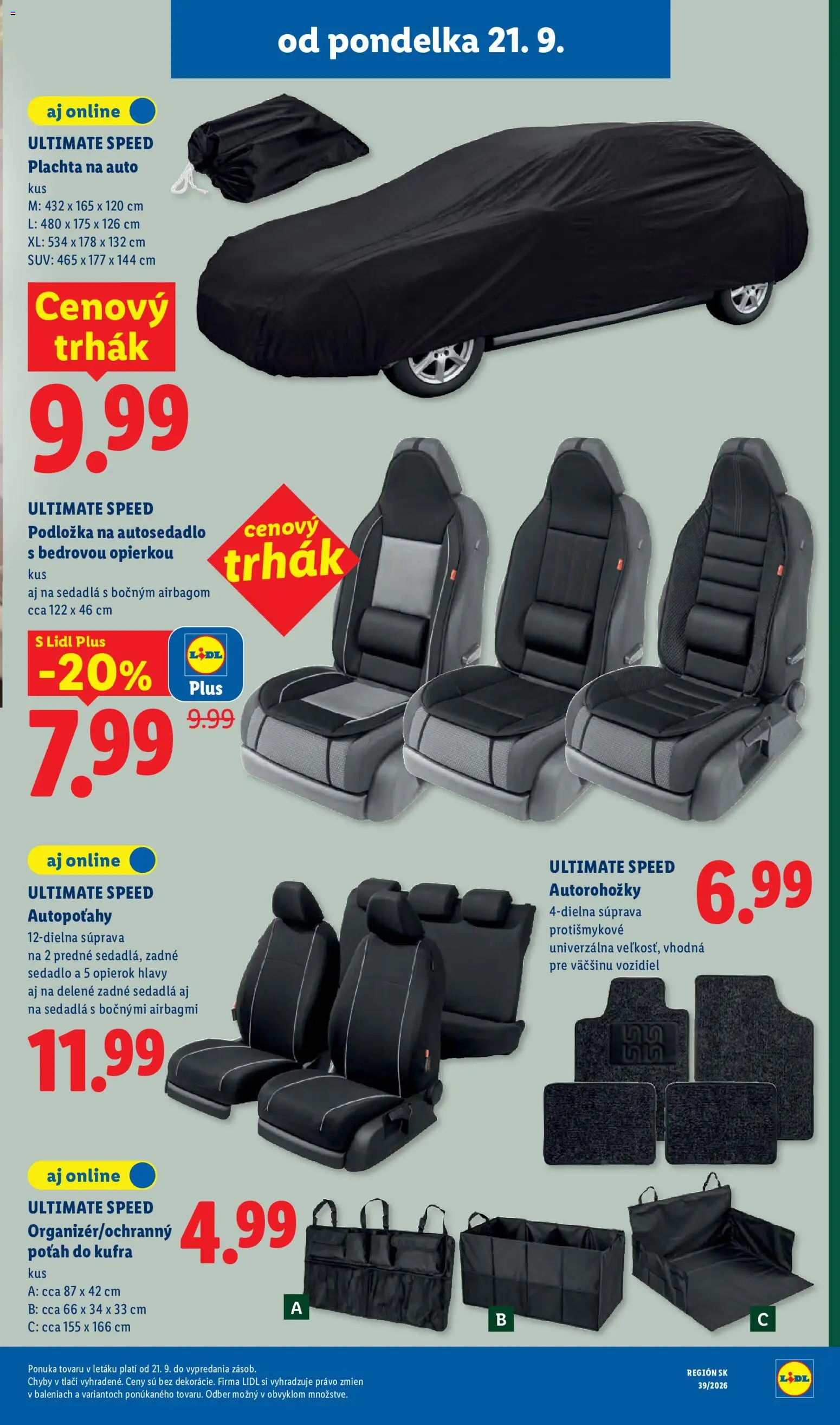 Nové Lidl akcie – leták je platný od 21.09.2026 | Strana: 53 | Produkty: Organizér, Plachta