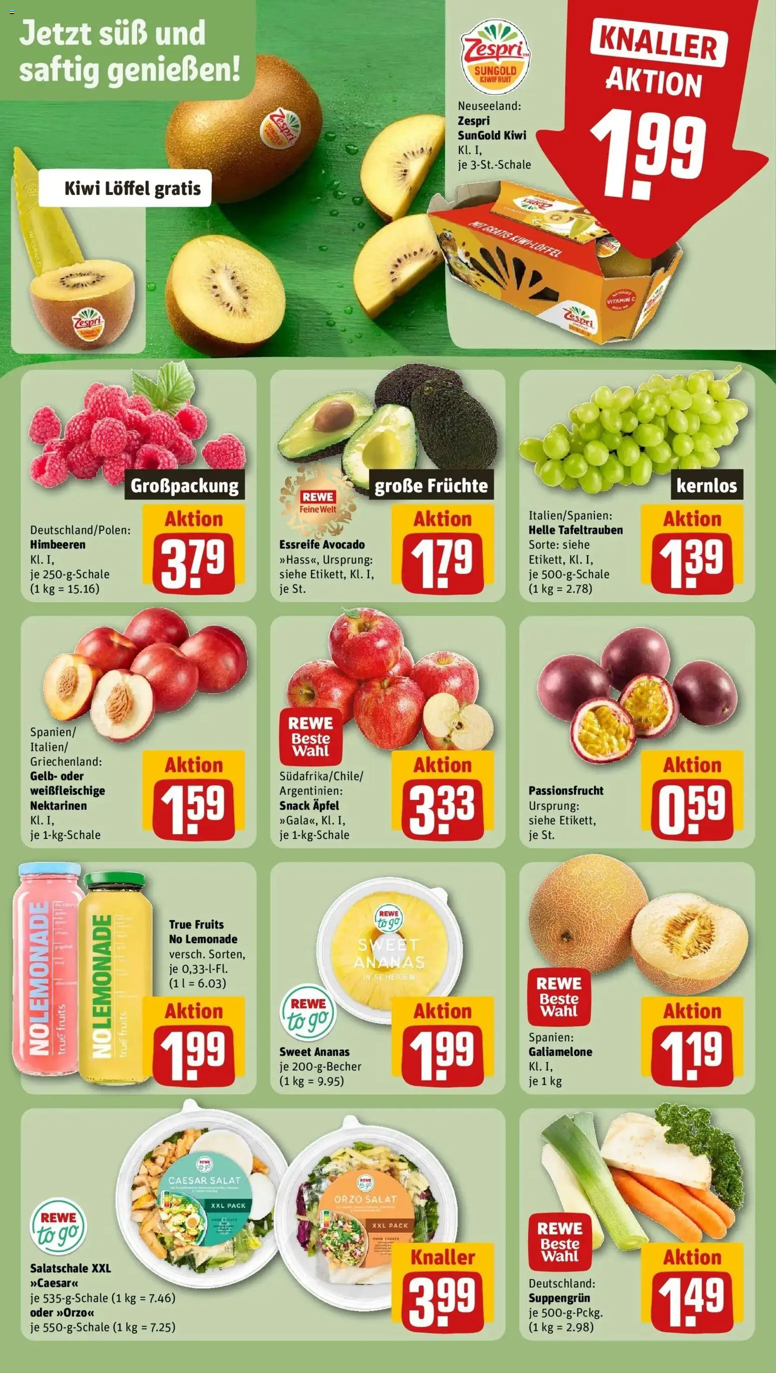 REWE Prospekt ab 10.08.2026 zum Blättern » Angebote | Seite: 4 | Produkte: Himbeeren, Nektarinen, Äpfel, Avocado