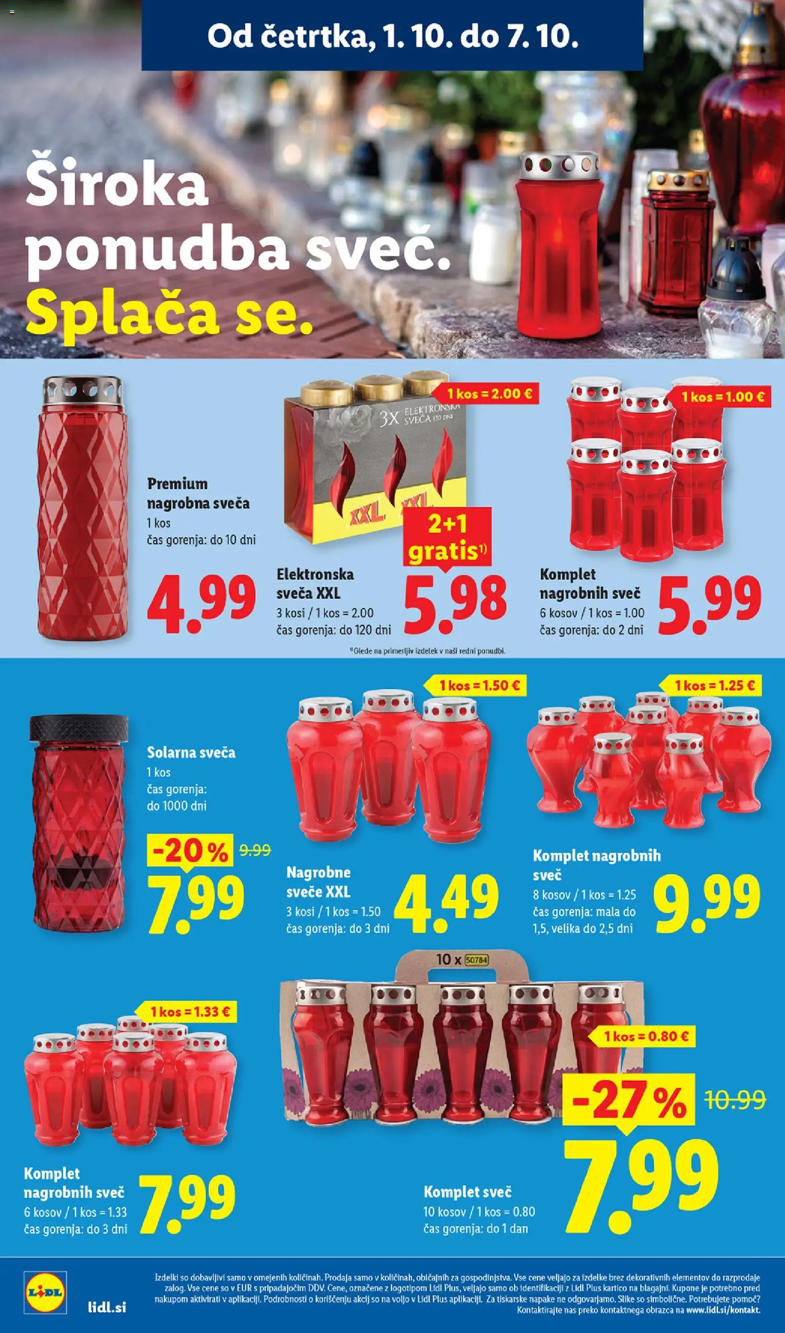 Novi Lidl katalog ponudbe – veljaven od 01.10.2026 | Stran: 22 | Izdelki: Nagrobne sveče, Sveča, Kos, Svece