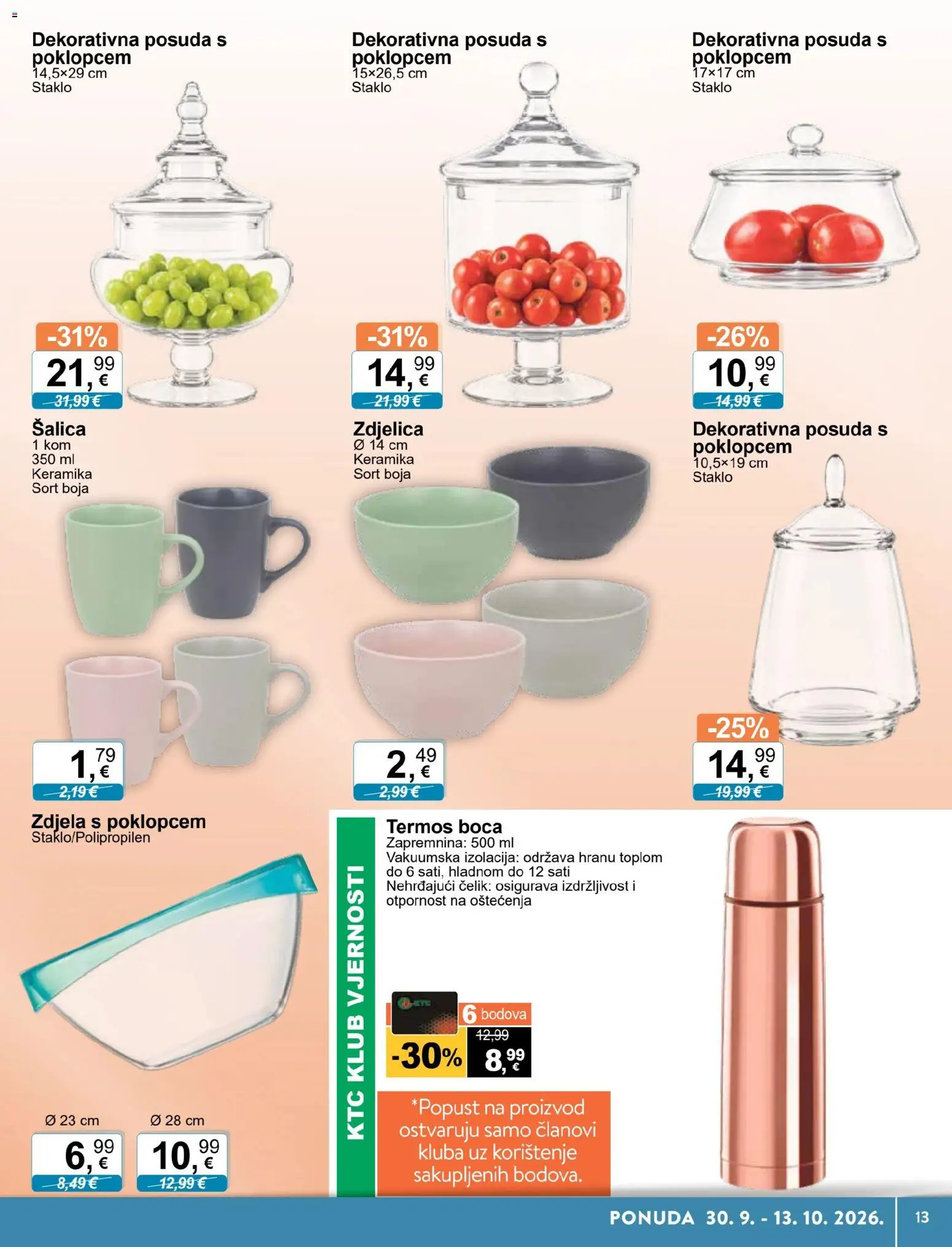 KTC katalog | vrijedi od 30.09.2026 | Stranica: 13 | Proizvodi: Termos boca, Šalica, Zdjela, Termos