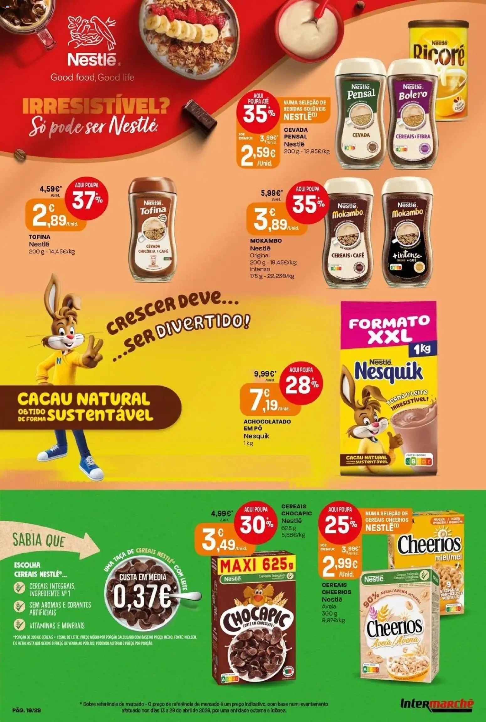 Intermarché - Isto é que são preços BAIXOS │ válido de 28.05.2026 | Página: 19 | Produtos: Leite, Nestlé, Café, Cereais