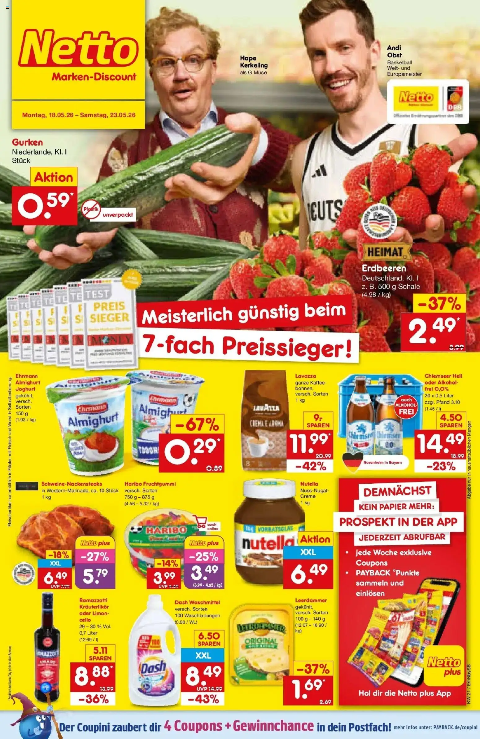 Netto Marken-Discount Prospekt Metten	 – gültig ab 18.05.2026 | Seite: 1 | Produkte: Lavazza, Nutella, Basketball, Gurken