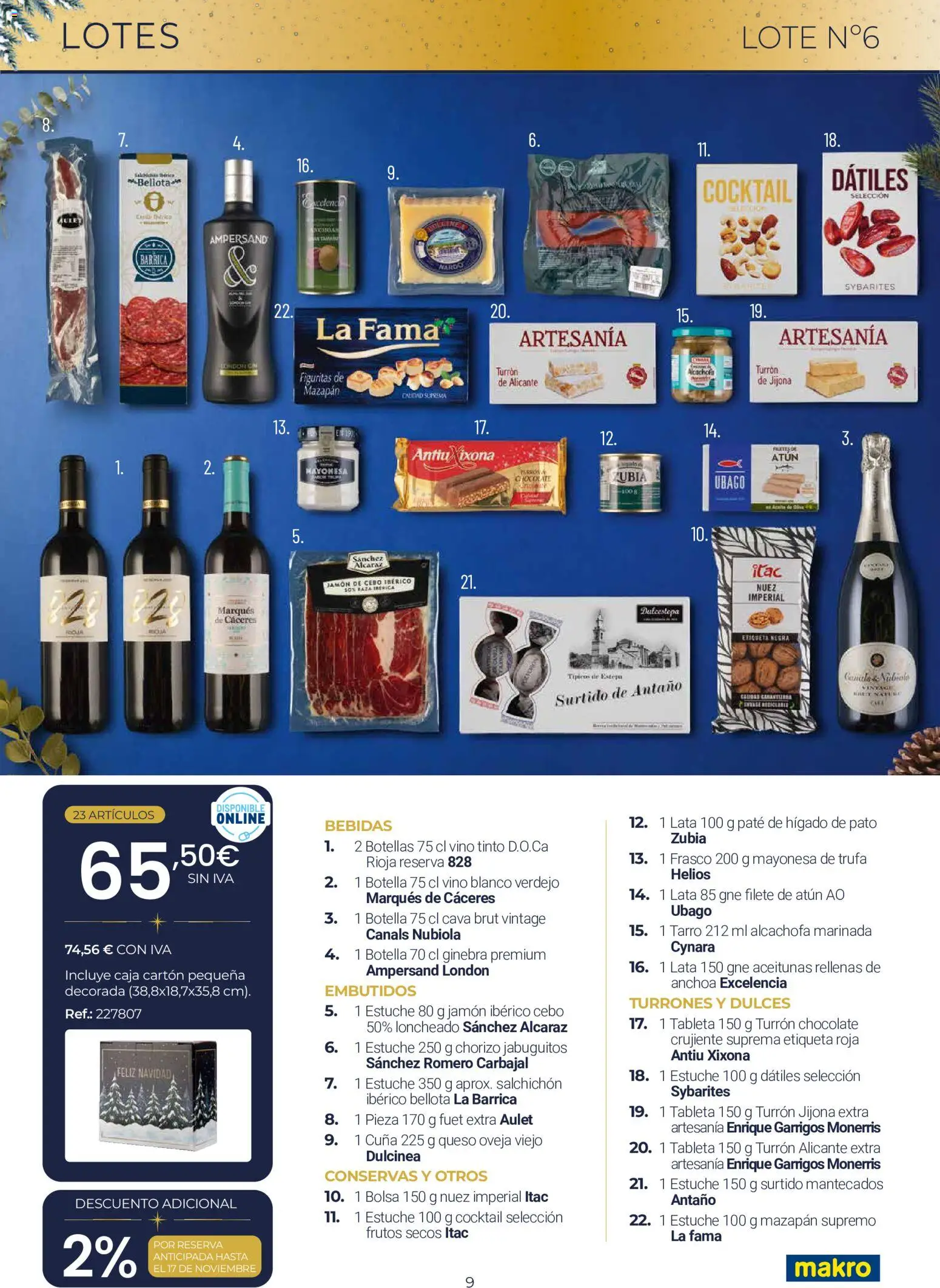 Makro Lotes y Cestas Navidad Centro │ válido desde el 03/09/2026 | Página: 9 | Productos: Vino tinto, Jamón ibérico, Paté, Hígado de pato
